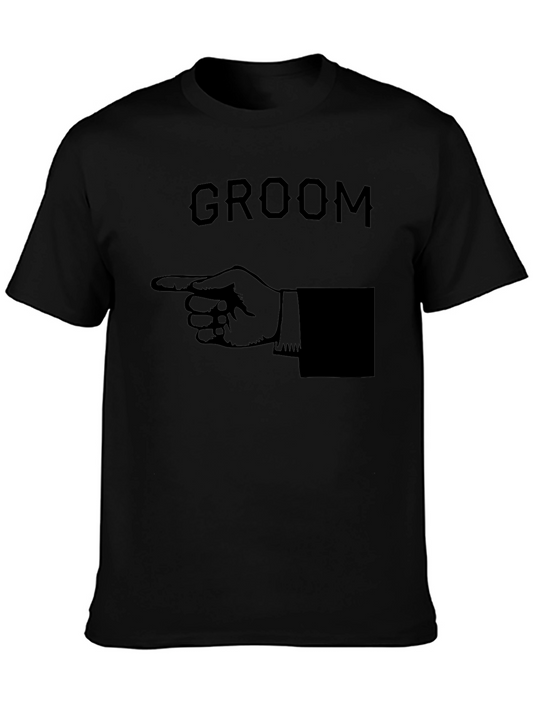 Groom Pointing Hand Graphic T-Shirt - Black