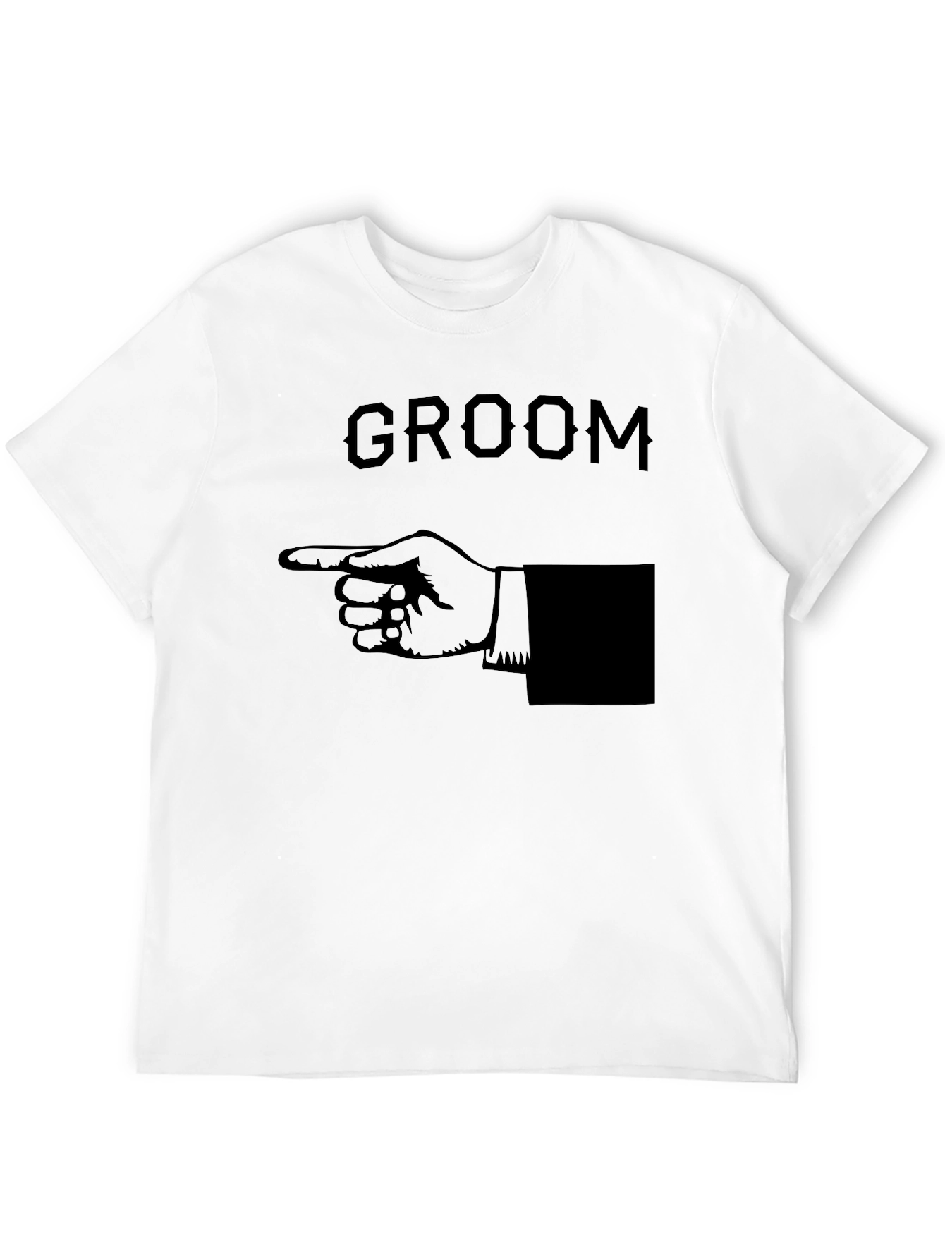 Groom Pointing Hand Graphic T-Shirt - Black