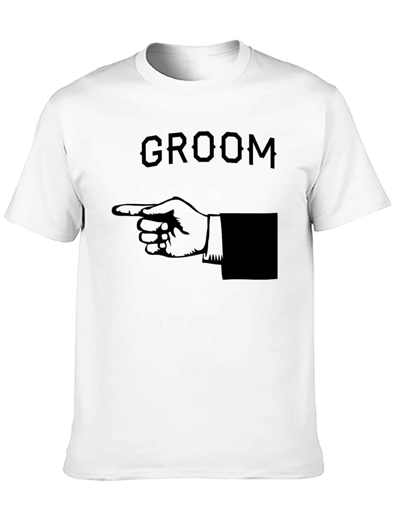 Groom Pointing Hand Graphic T-Shirt - Black