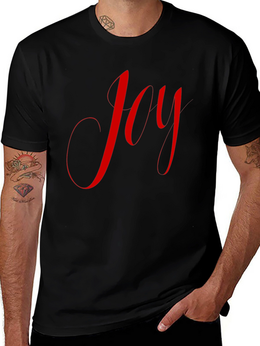 Joyful Red Script on Black T-Shirt