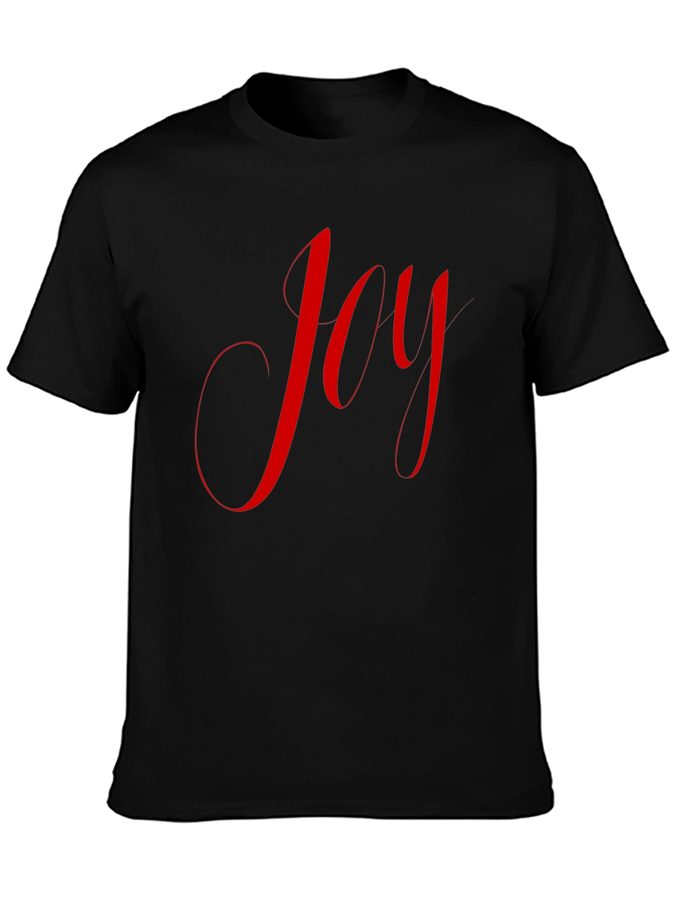 Joyful Red Script on Black T-Shirt