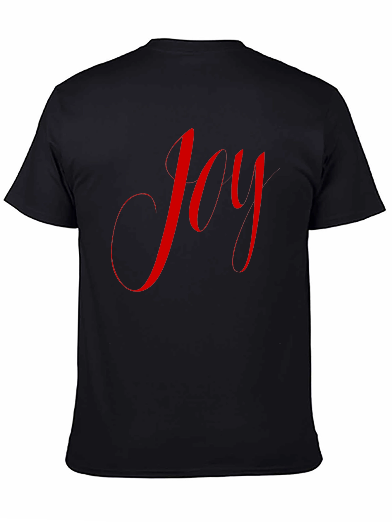 Joyful Red Script on Black T-Shirt
