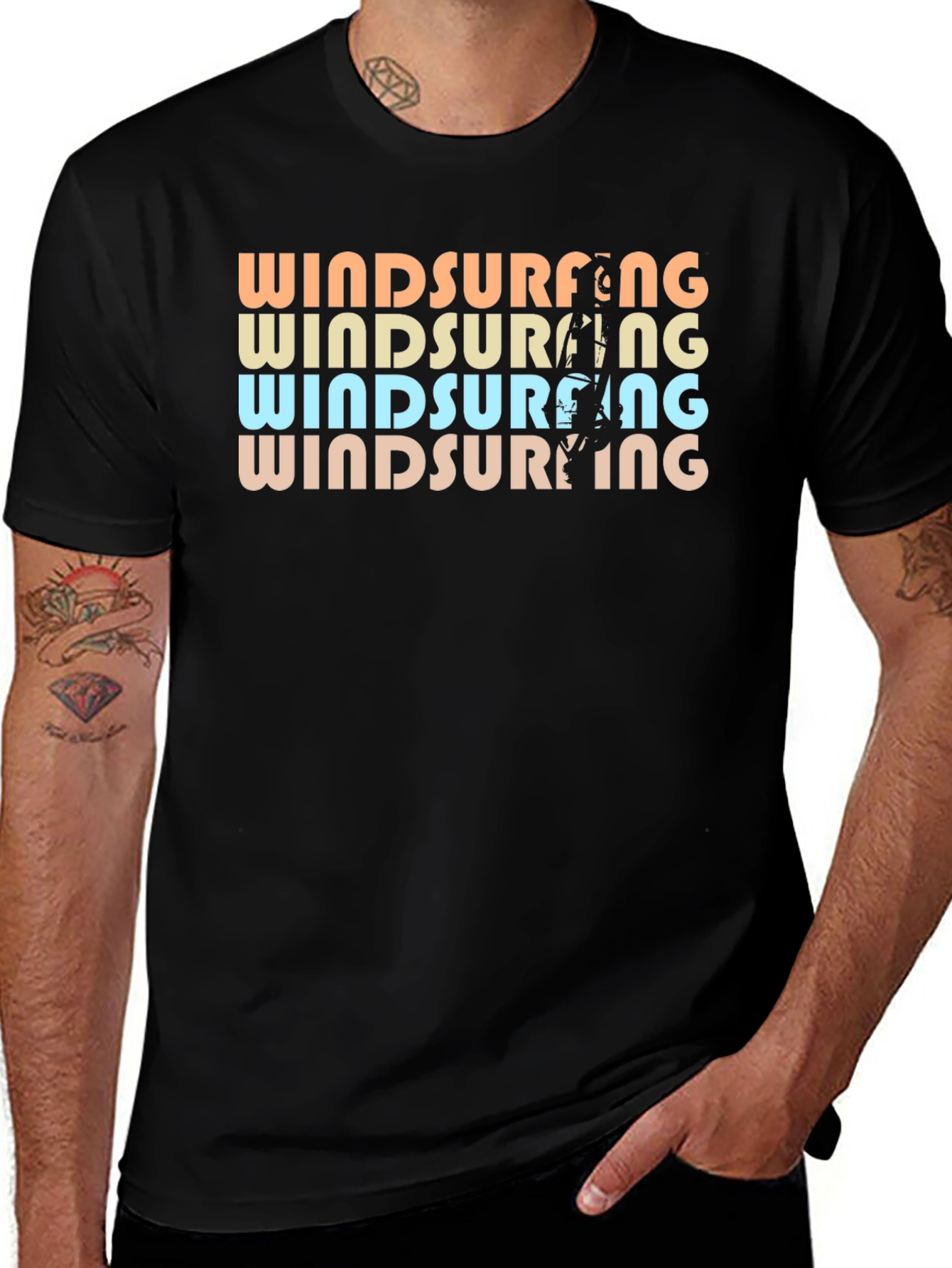 Retro Windsurfing Graphic T-Shirt