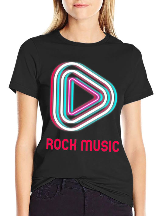 Rock Music T-Shirt - Neon Play Button Design