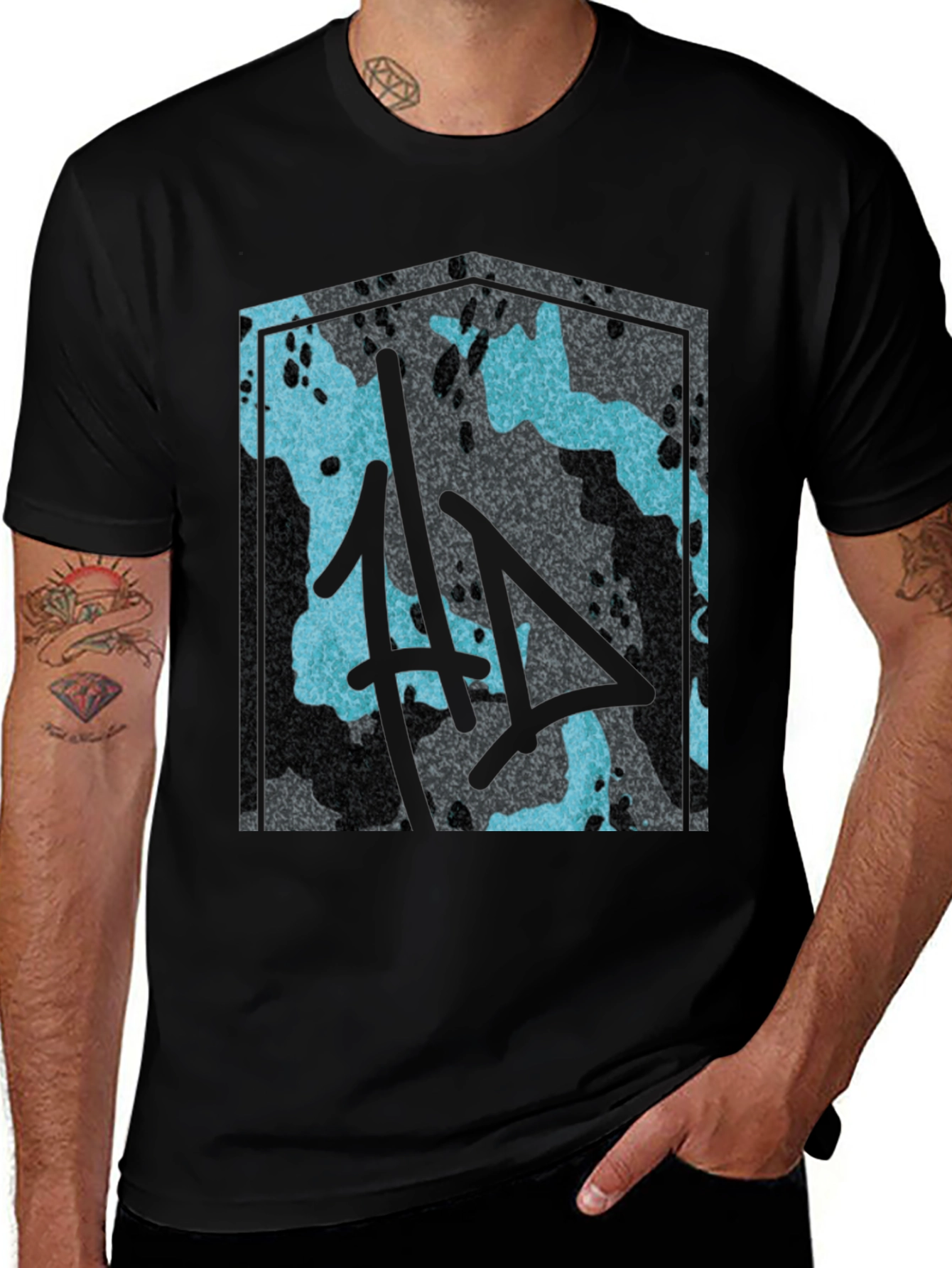 Urban Camo Graphic Tee - Mens Black T-Shirt