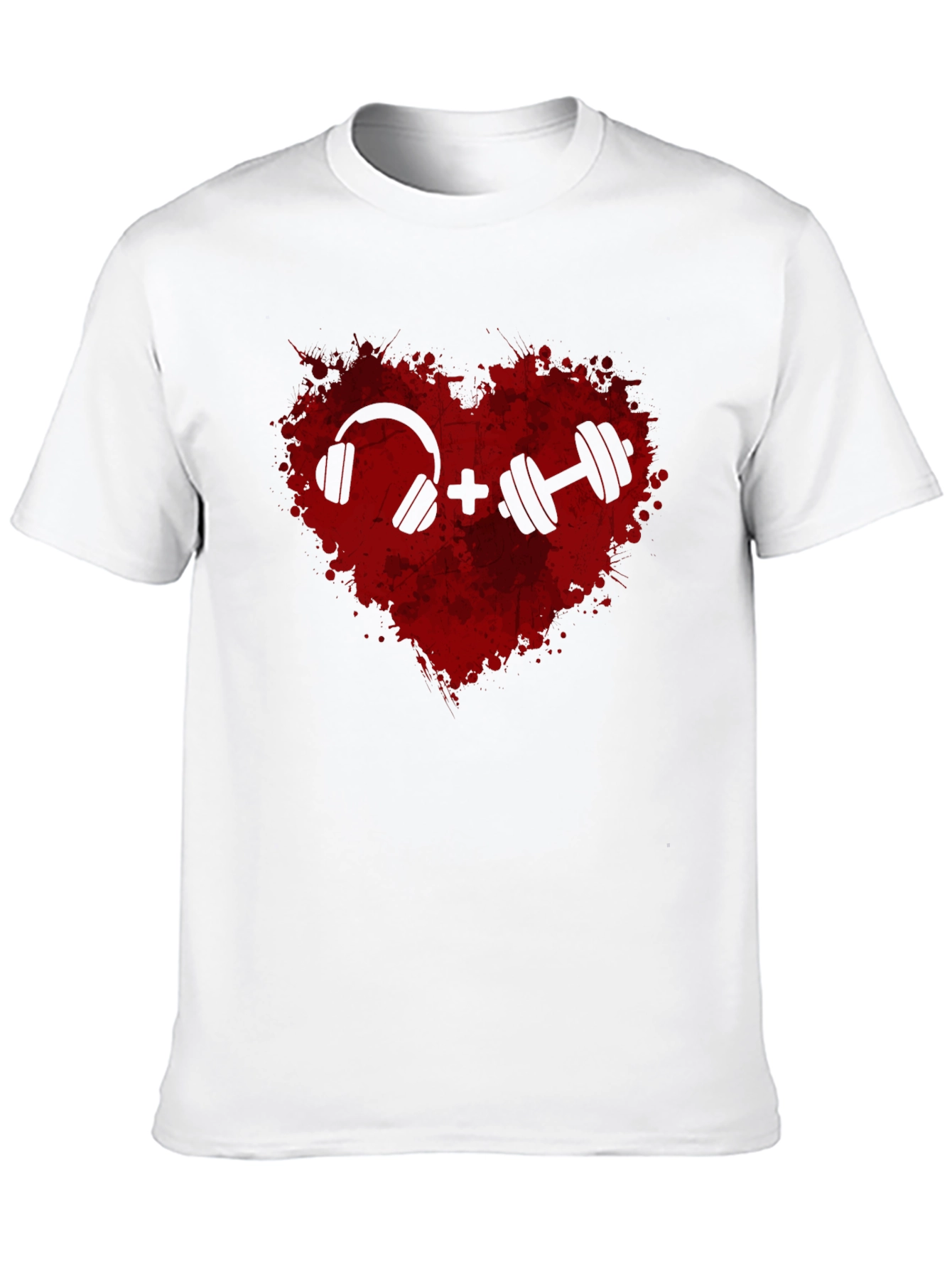 Workout Heart Tee: Music and Weights Graphic T-Shirt