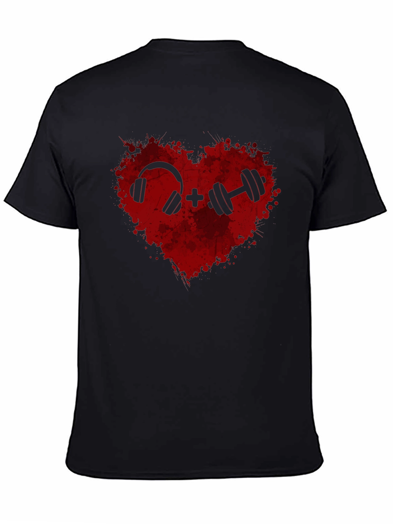 Workout Heart Tee: Music and Weights Graphic T-Shirt