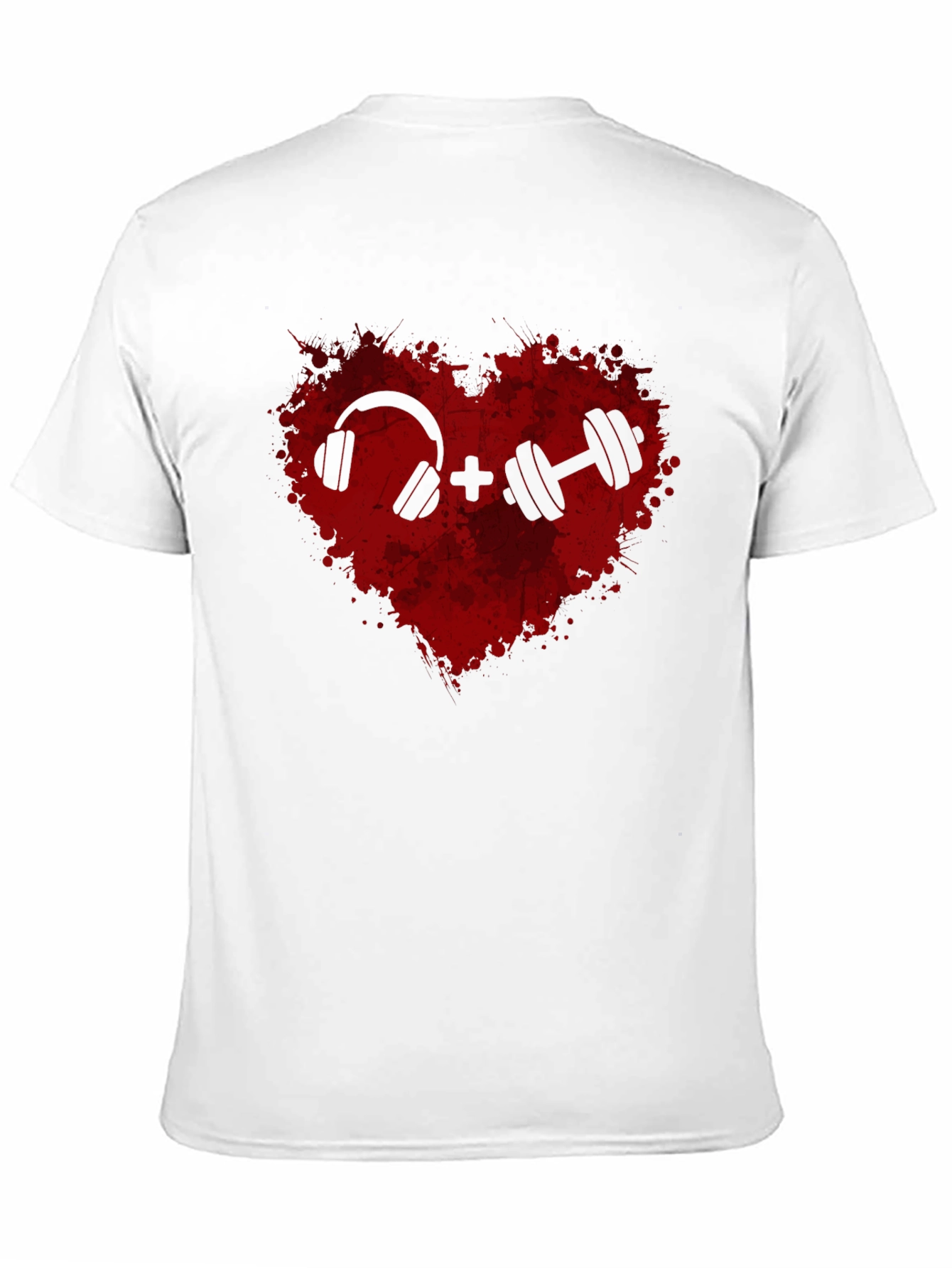 Workout Heart Tee: Music and Weights Graphic T-Shirt