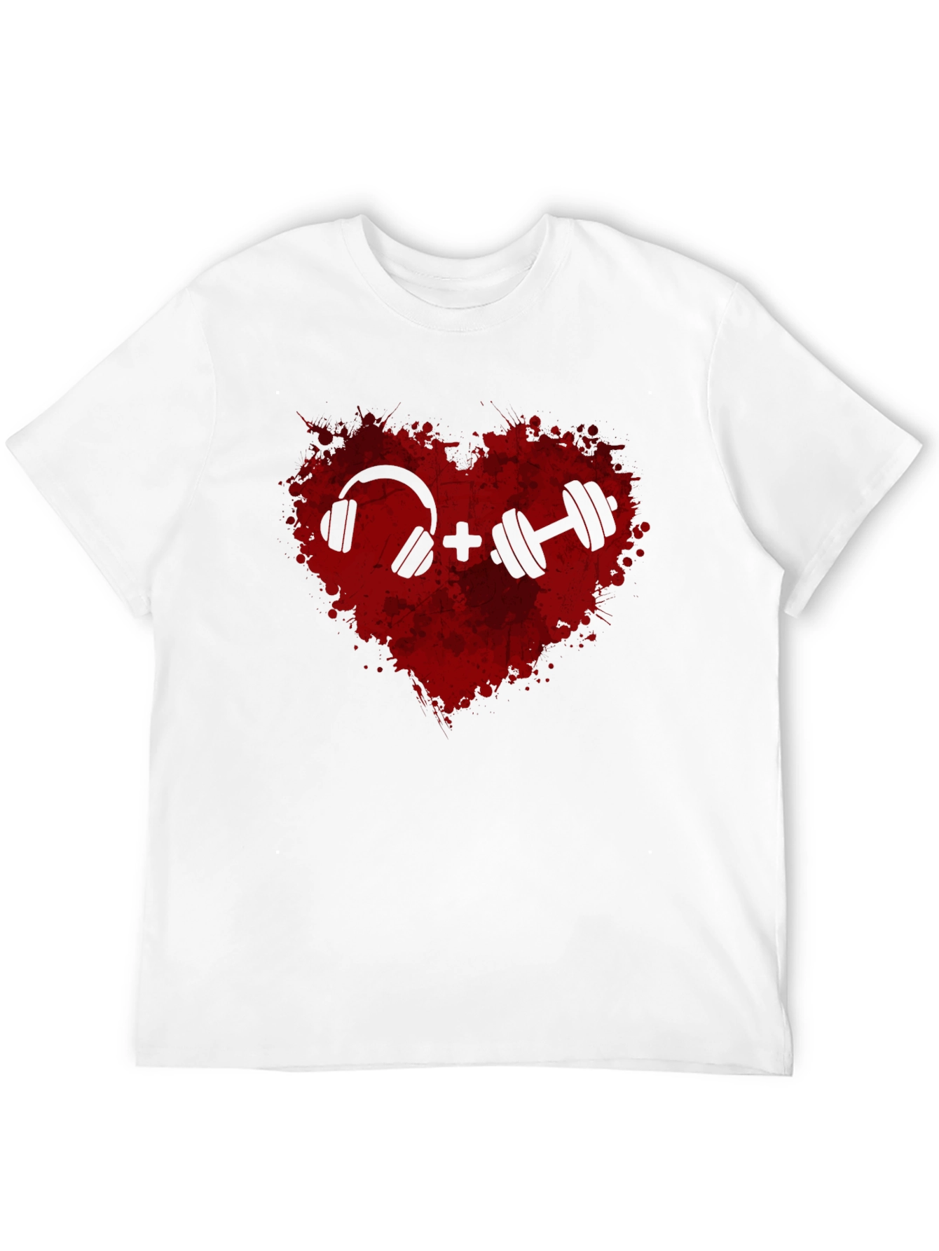 Workout Heart Tee: Music and Weights Graphic T-Shirt