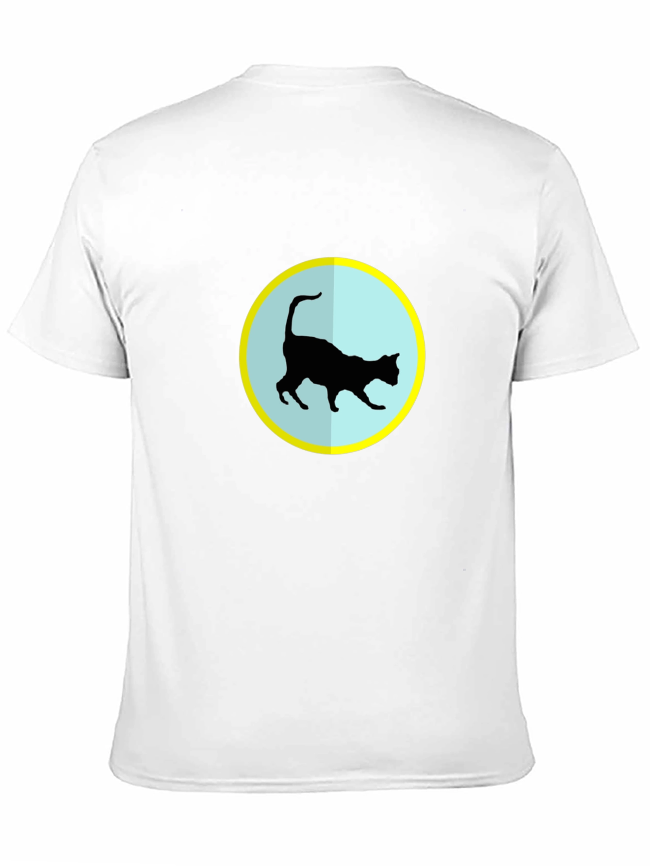 Cat Silhouette T-Shirt - Black Crew Neck Tee
