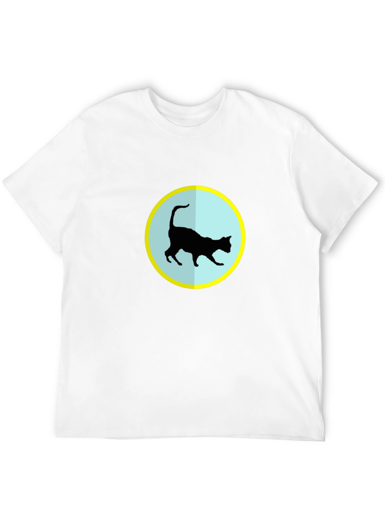 Cat Silhouette T-Shirt - Black Crew Neck Tee