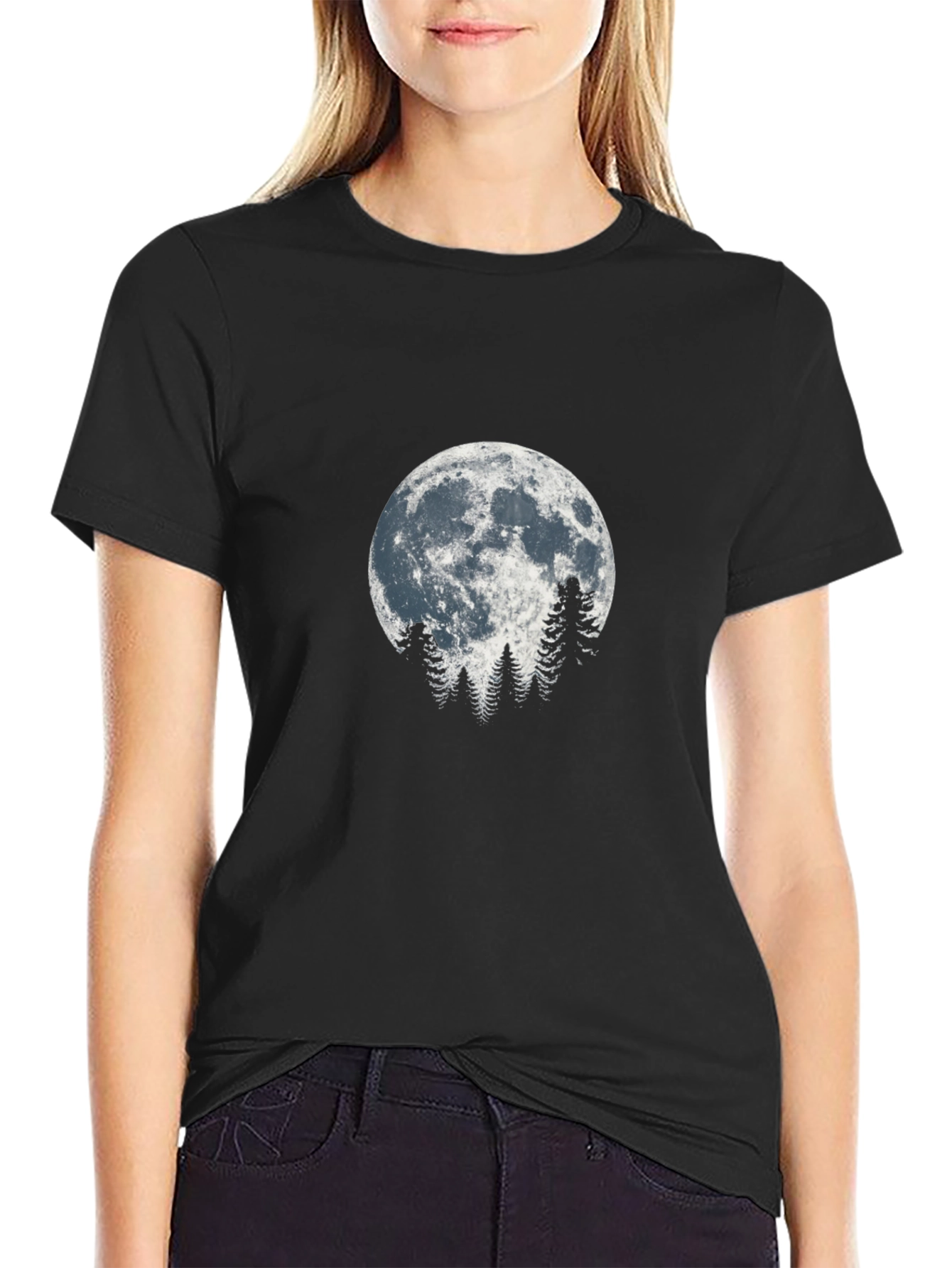 Moonlit Trees Graphic Tee - Nature Inspired Design