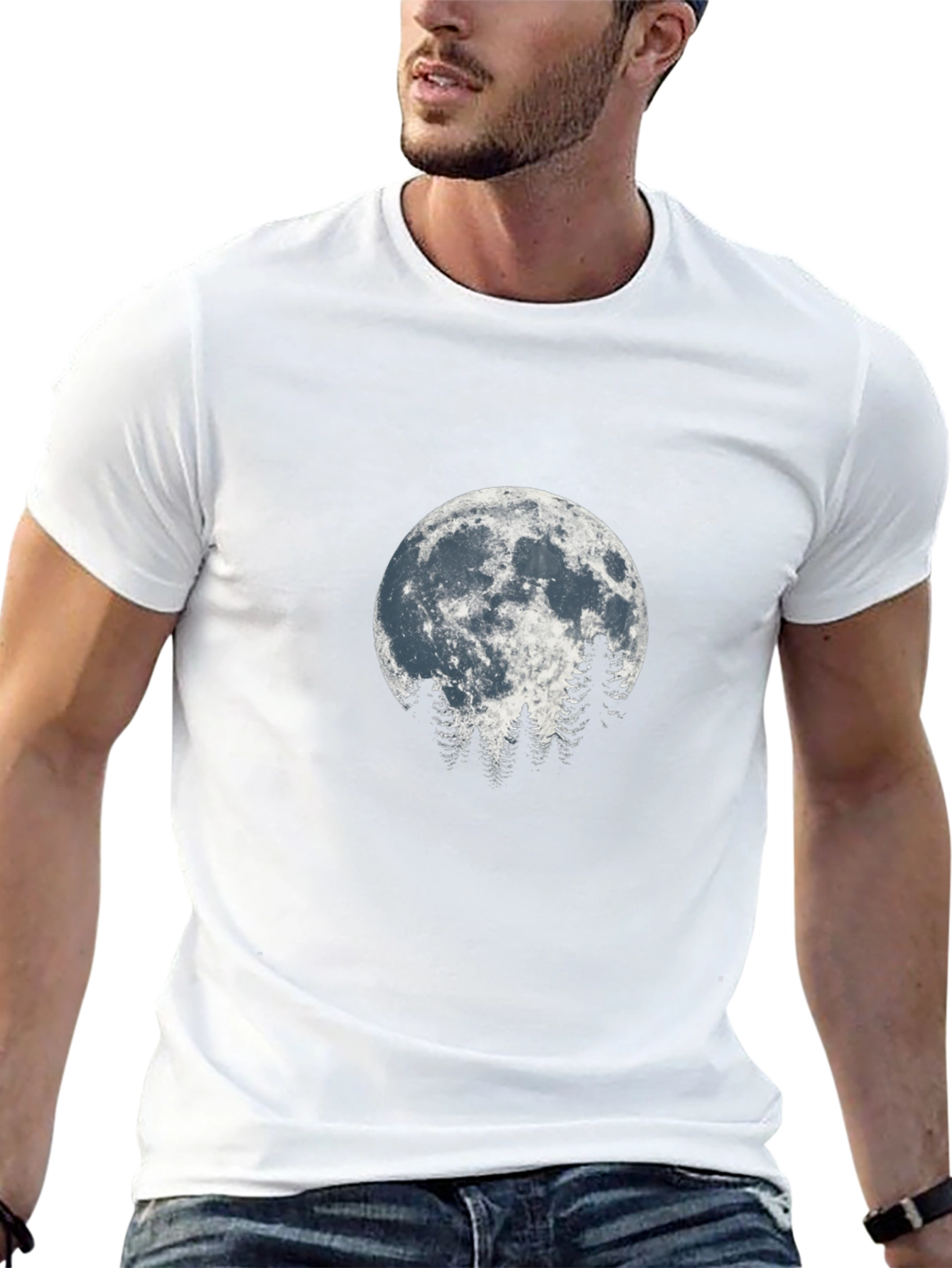 Moonlit Trees Graphic Tee - Nature Inspired Design