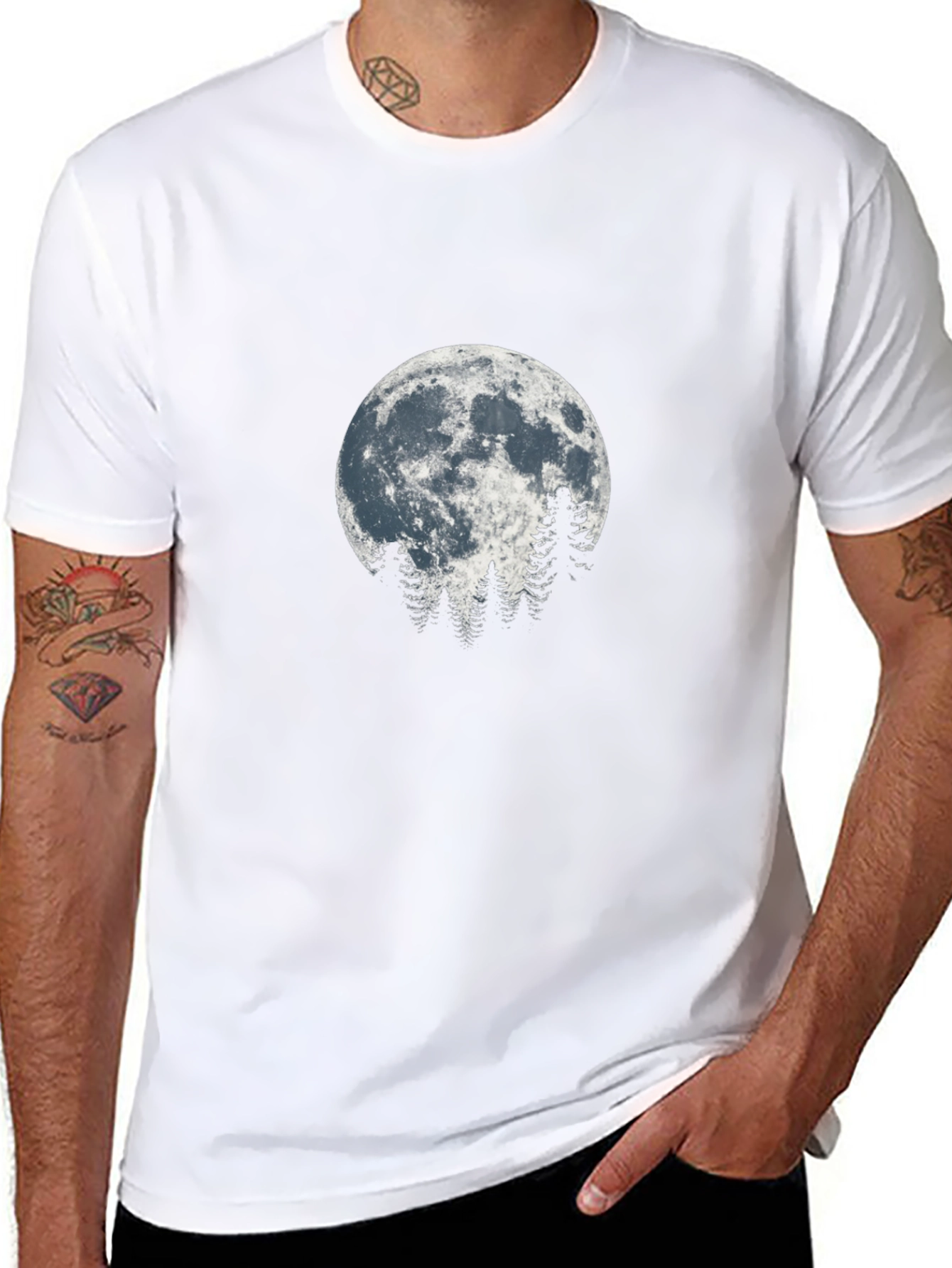Moonlit Trees Graphic Tee - Nature Inspired Design