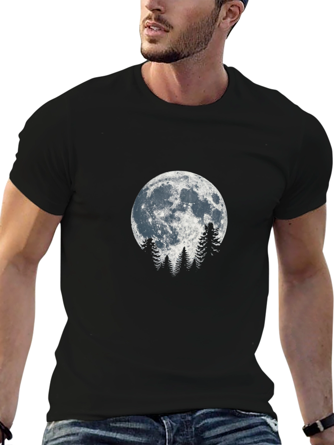 Moonlit Trees Graphic Tee - Nature Inspired Design