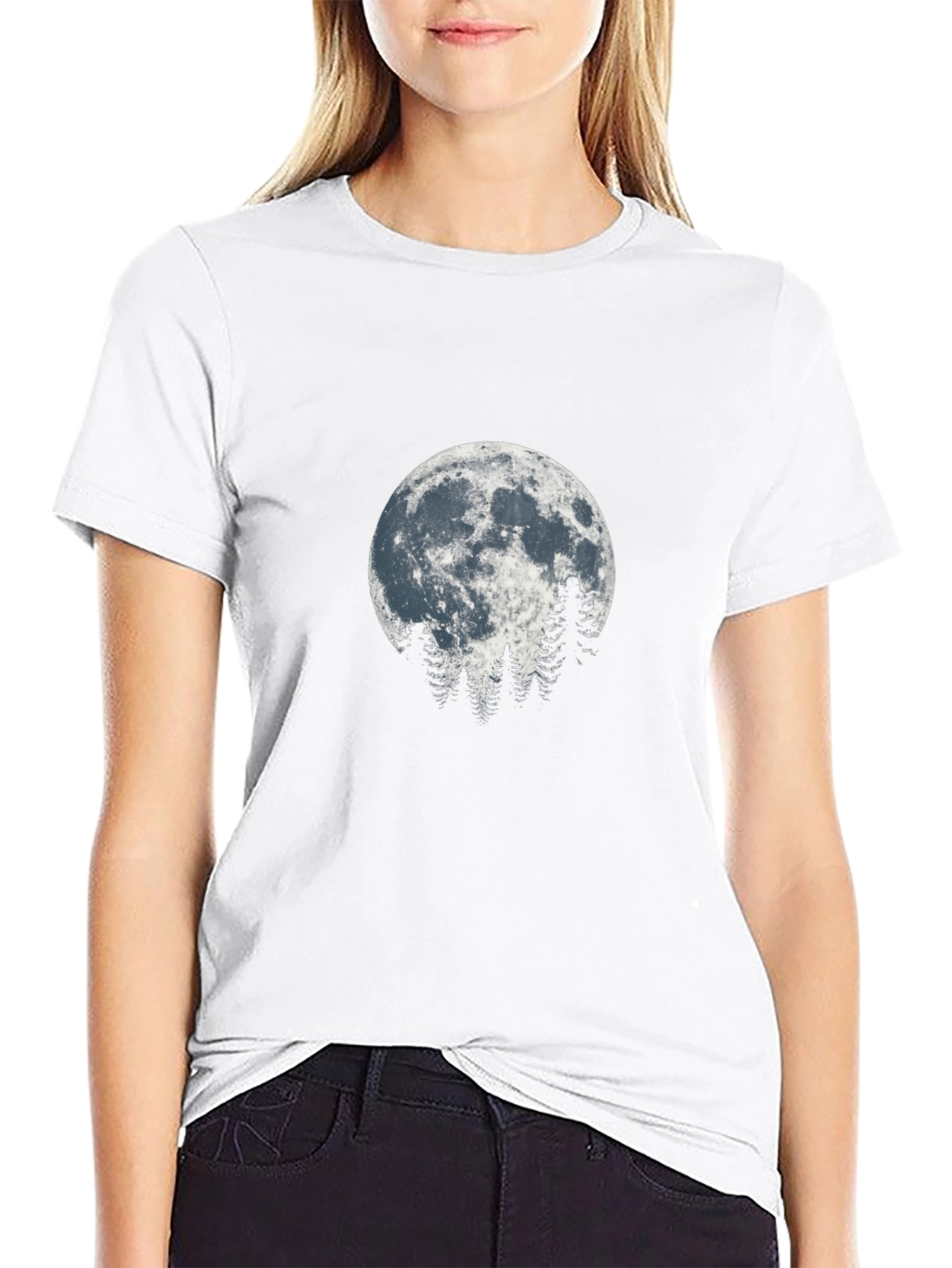 Moonlit Trees Graphic Tee - Nature Inspired Design