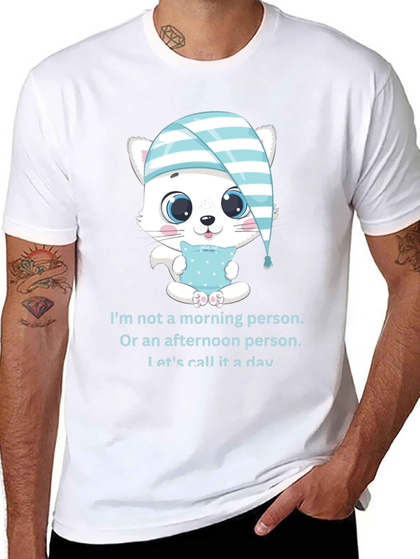 Funny Sleepy Kitten T-Shirt: Not a Morning Person