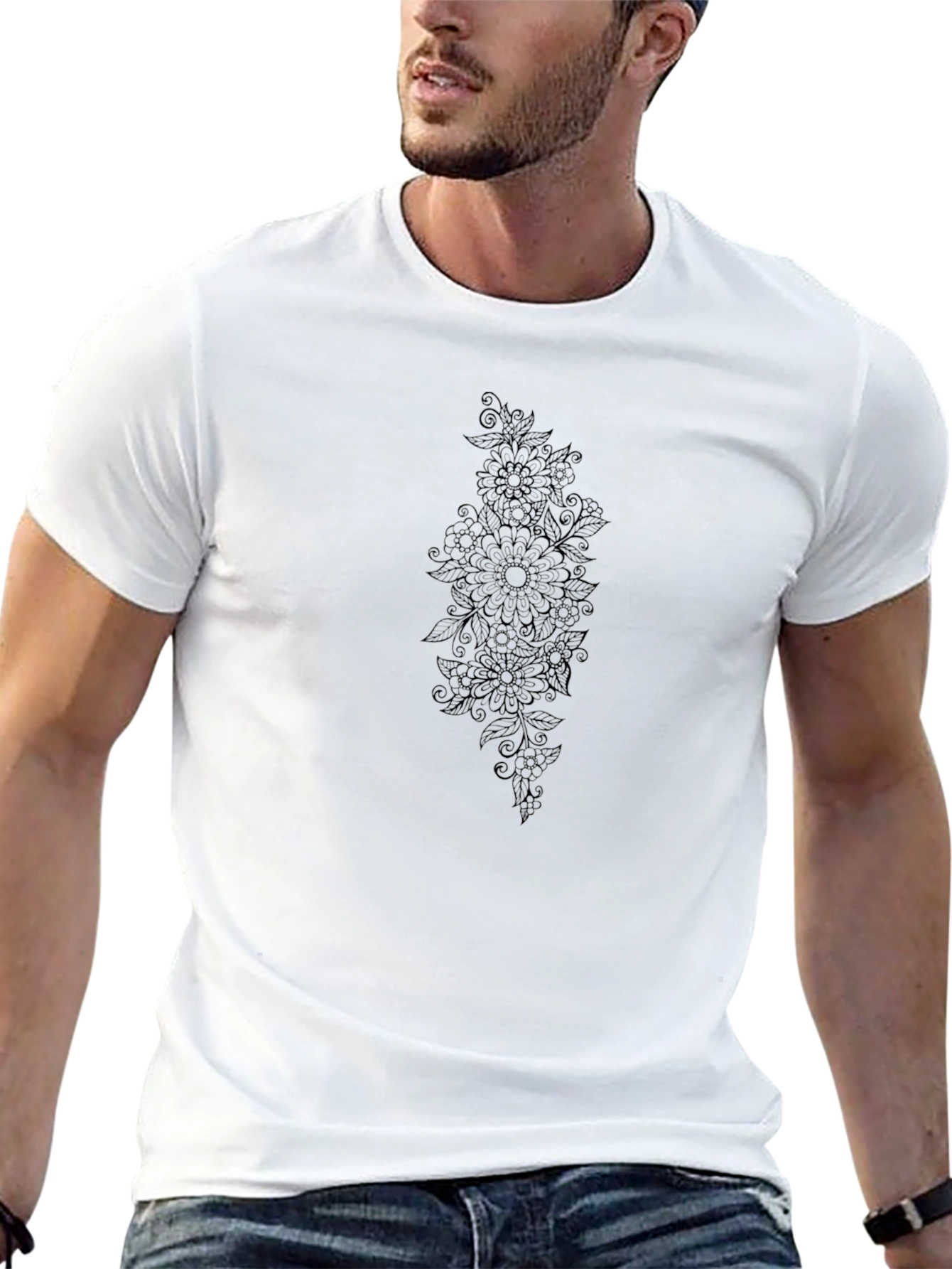Black Floral Graphic Tee - Stylish Comfort