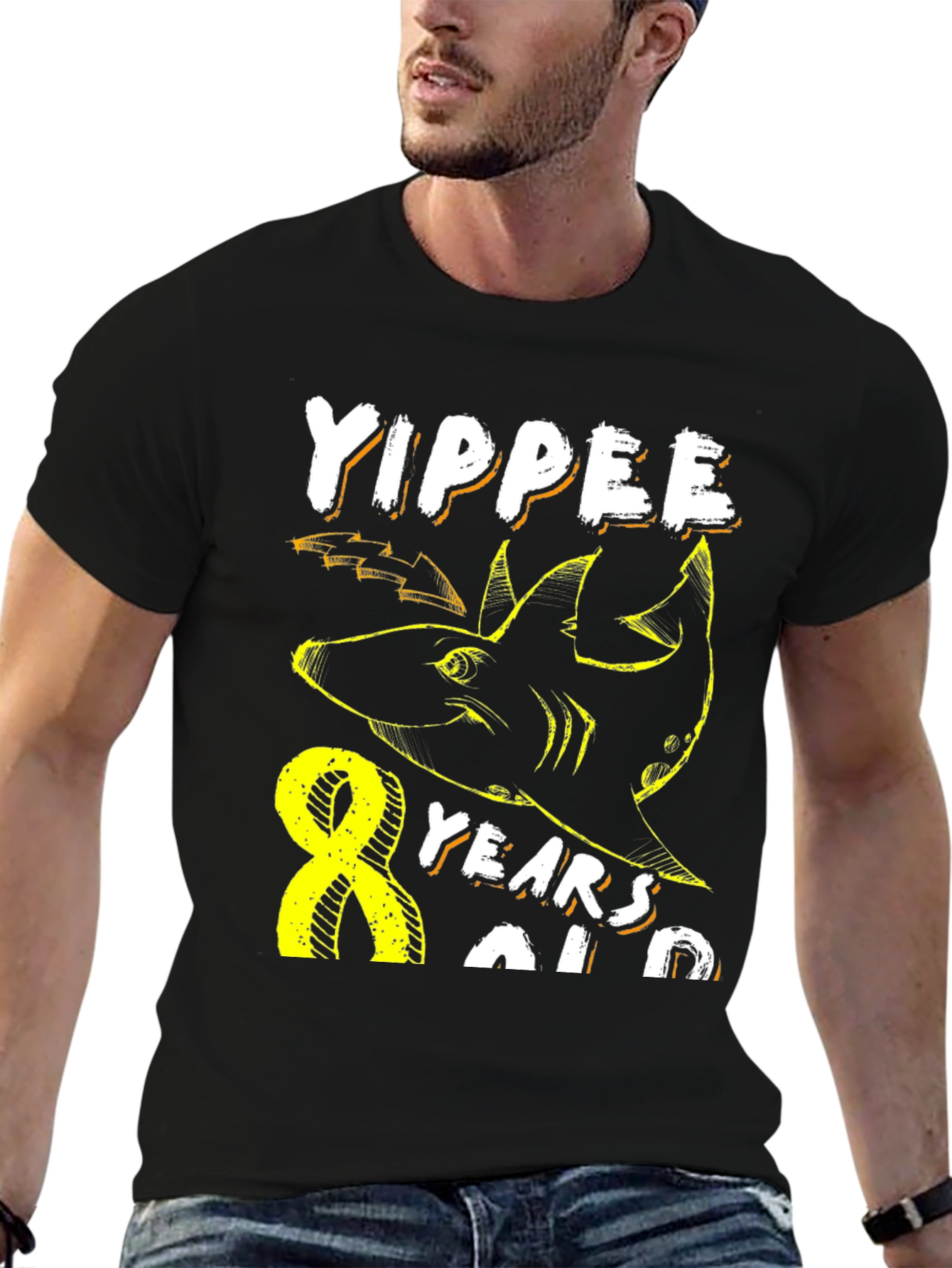Yippee 8 Years Old Shark Birthday T-Shirt