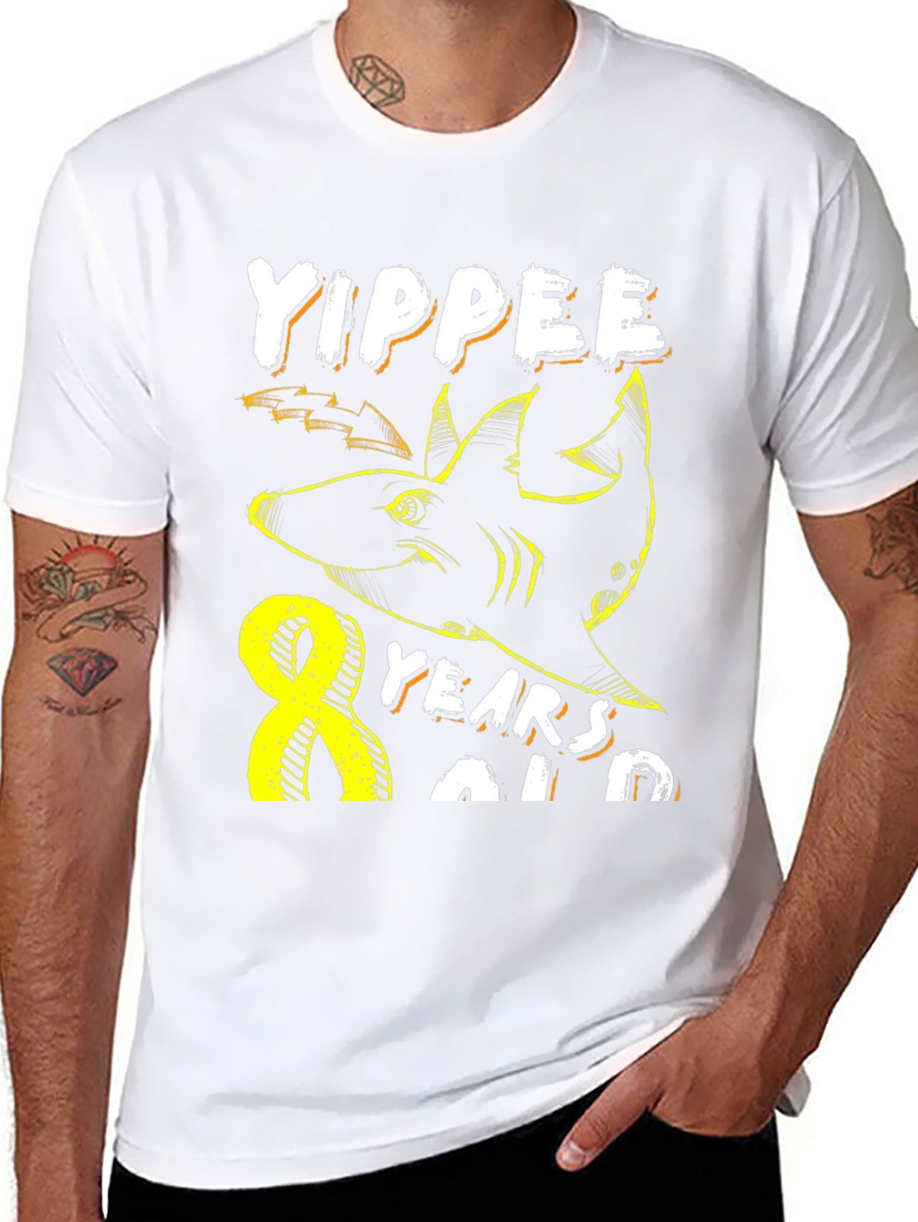 Yippee 8 Years Old Shark Birthday T-Shirt