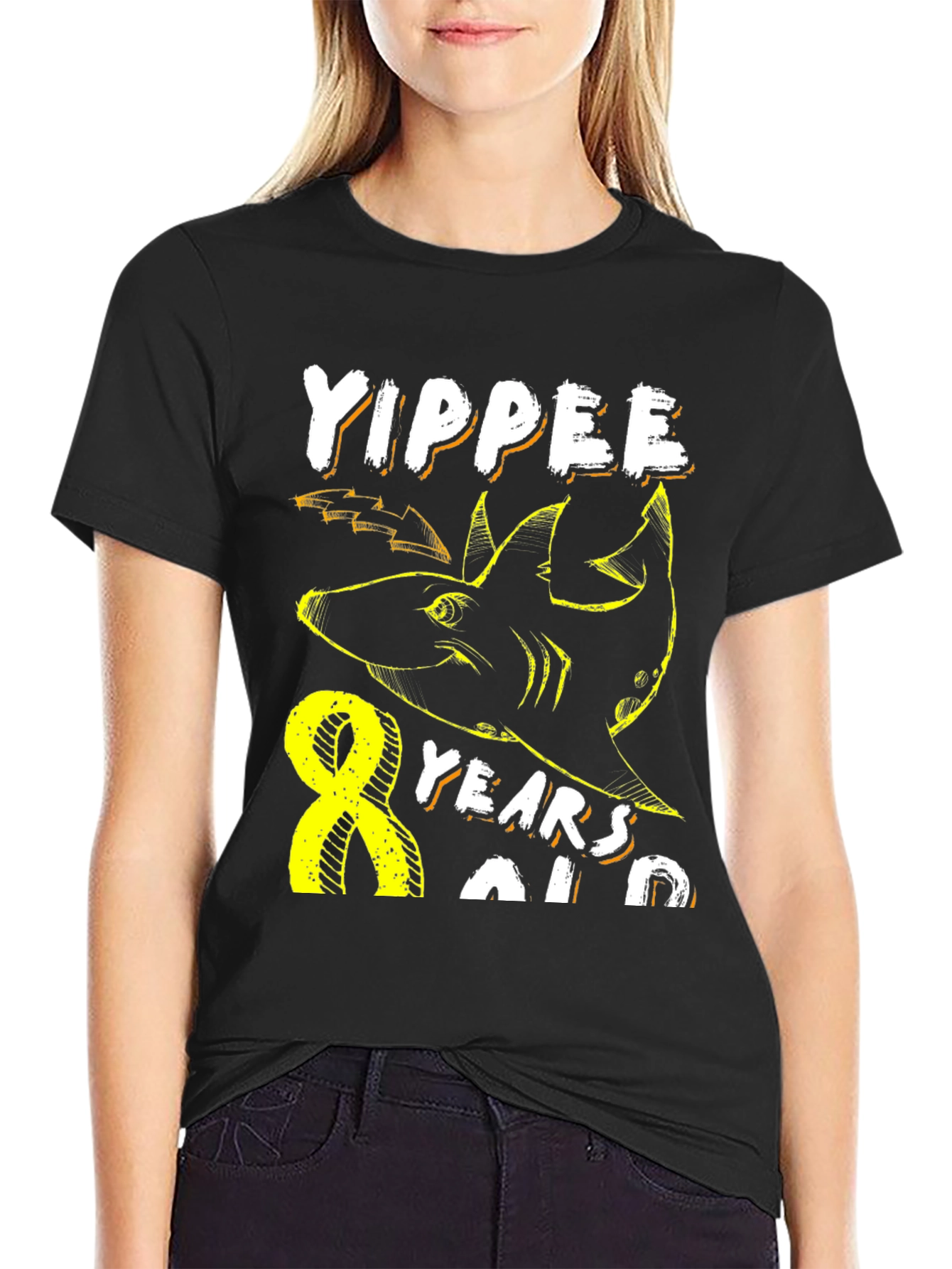 Yippee 8 Years Old Shark Birthday T-Shirt