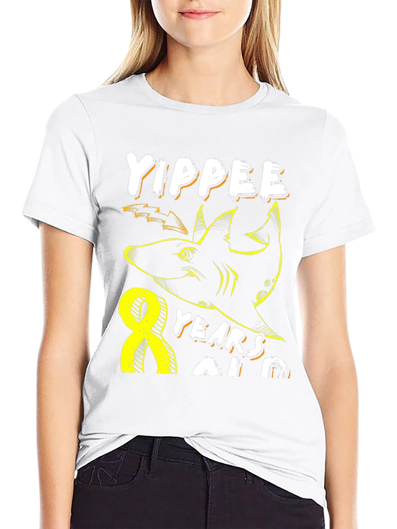 Yippee 8 Years Old Shark Birthday T-Shirt