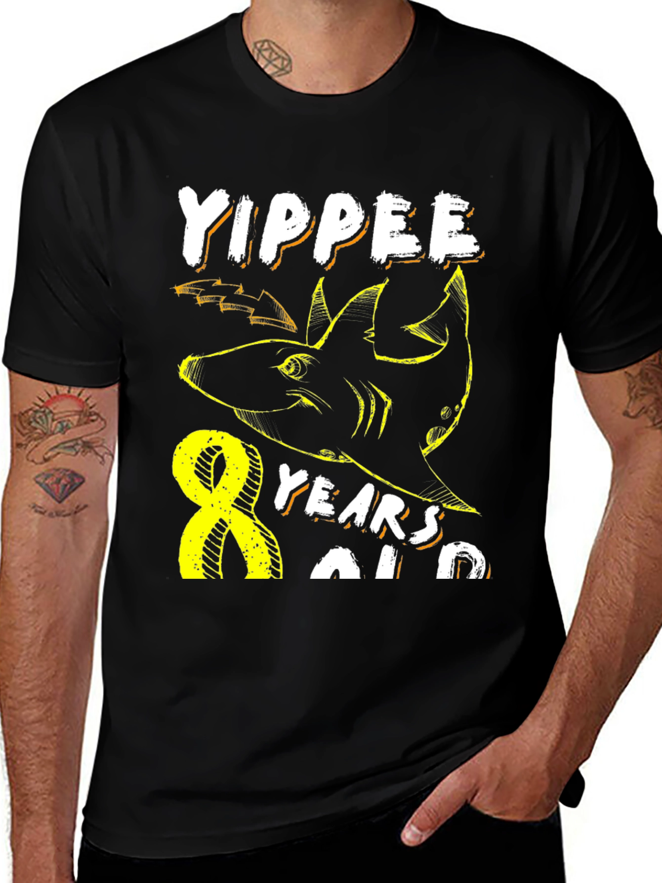 Yippee 8 Years Old Shark Birthday T-Shirt