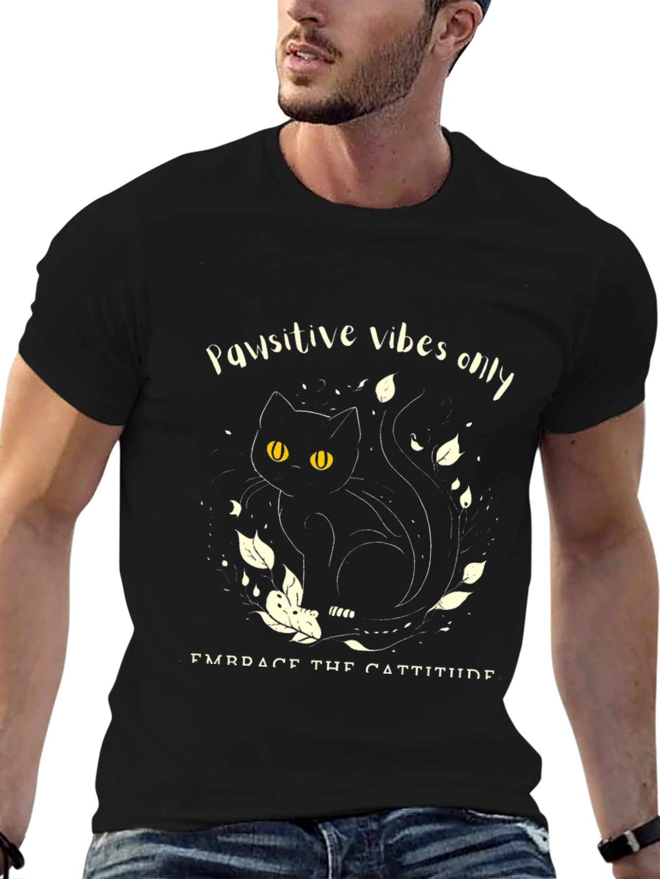 Pawsitive Vibes Cat T-Shirt - Embrace the Cattitude