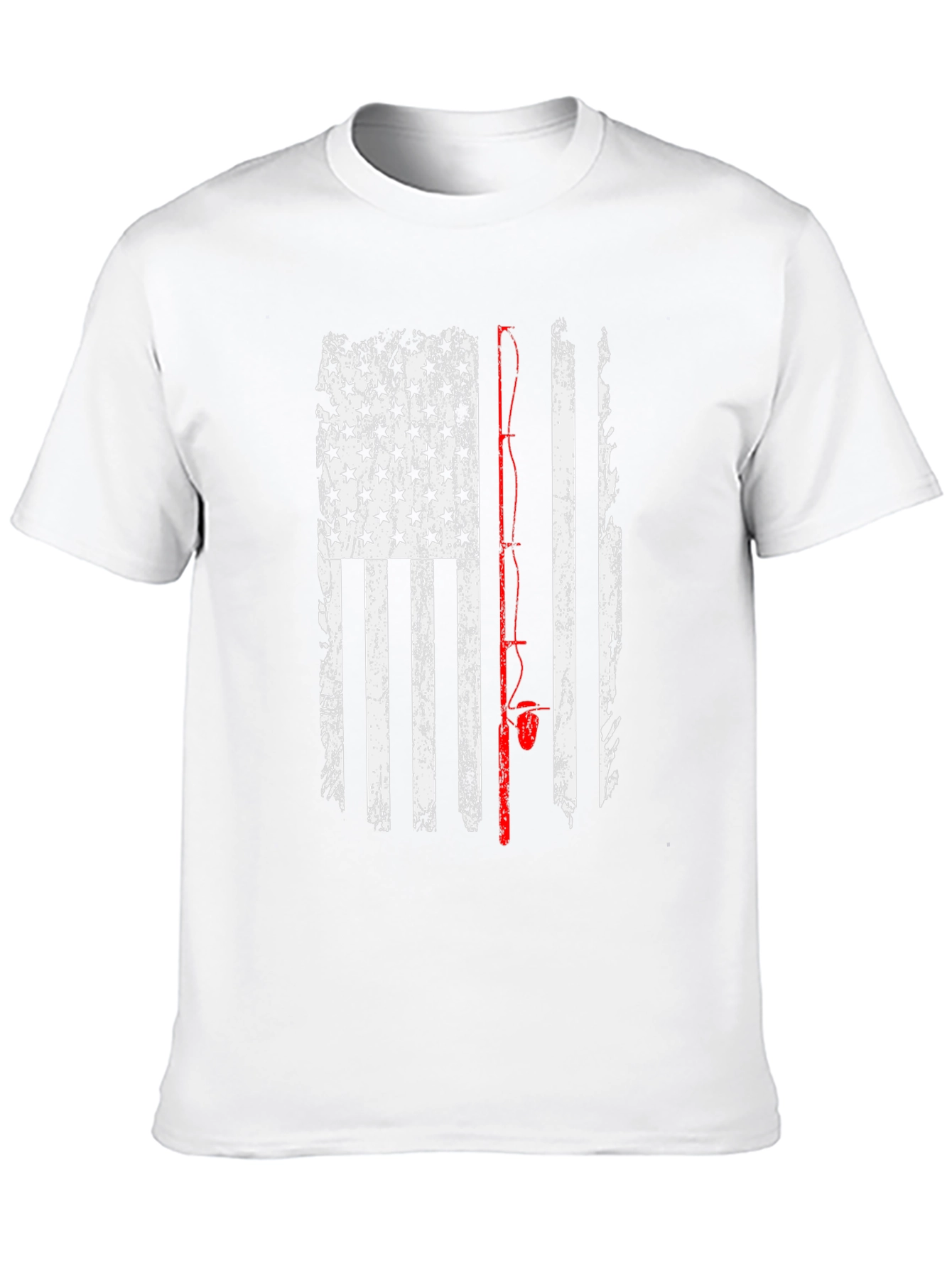 American Flag Fishing Rod T-Shirt - Patriotic Angler Tee