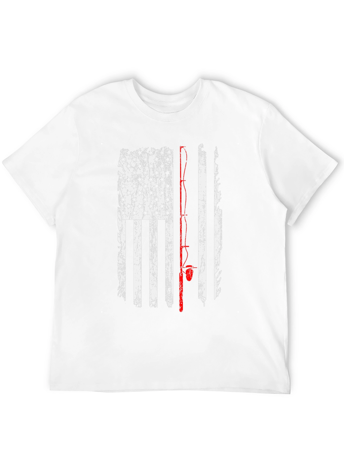 American Flag Fishing Rod T-Shirt - Patriotic Angler Tee