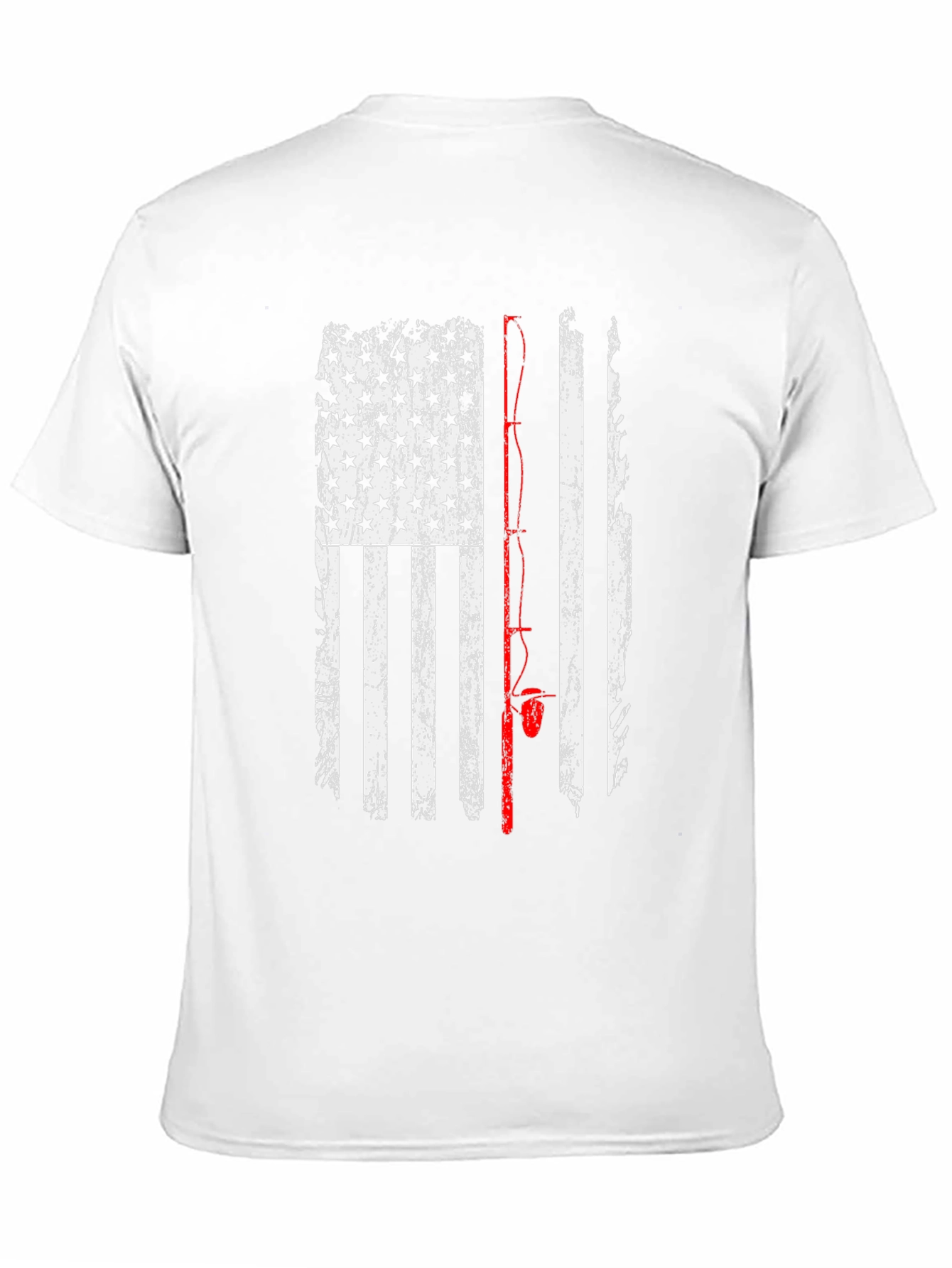 American Flag Fishing Rod T-Shirt - Patriotic Angler Tee