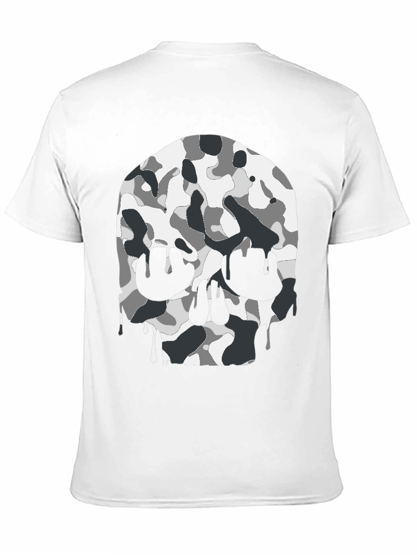 Mens Black T-Shirt with Camo Skull