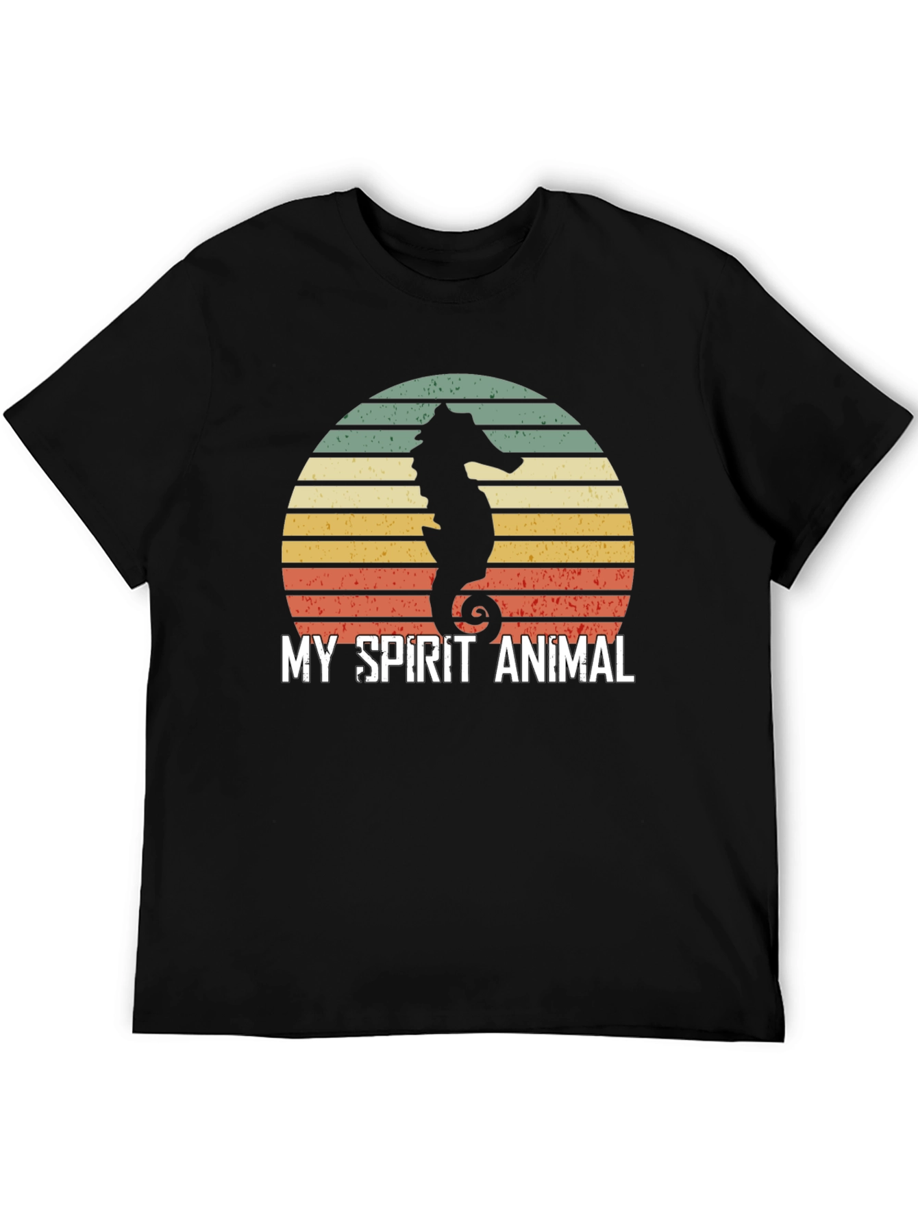 Seahorse Spirit Animal T-Shirt Retro Sunset Design