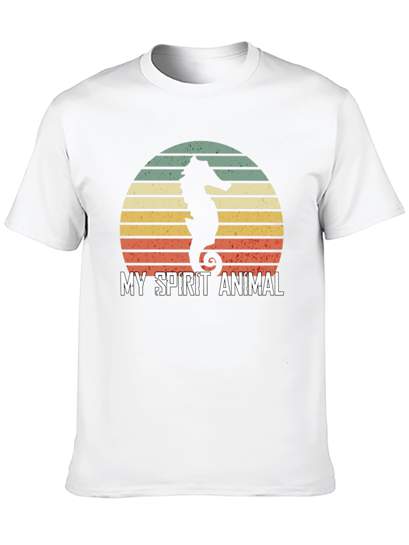 Seahorse Spirit Animal T-Shirt Retro Sunset Design
