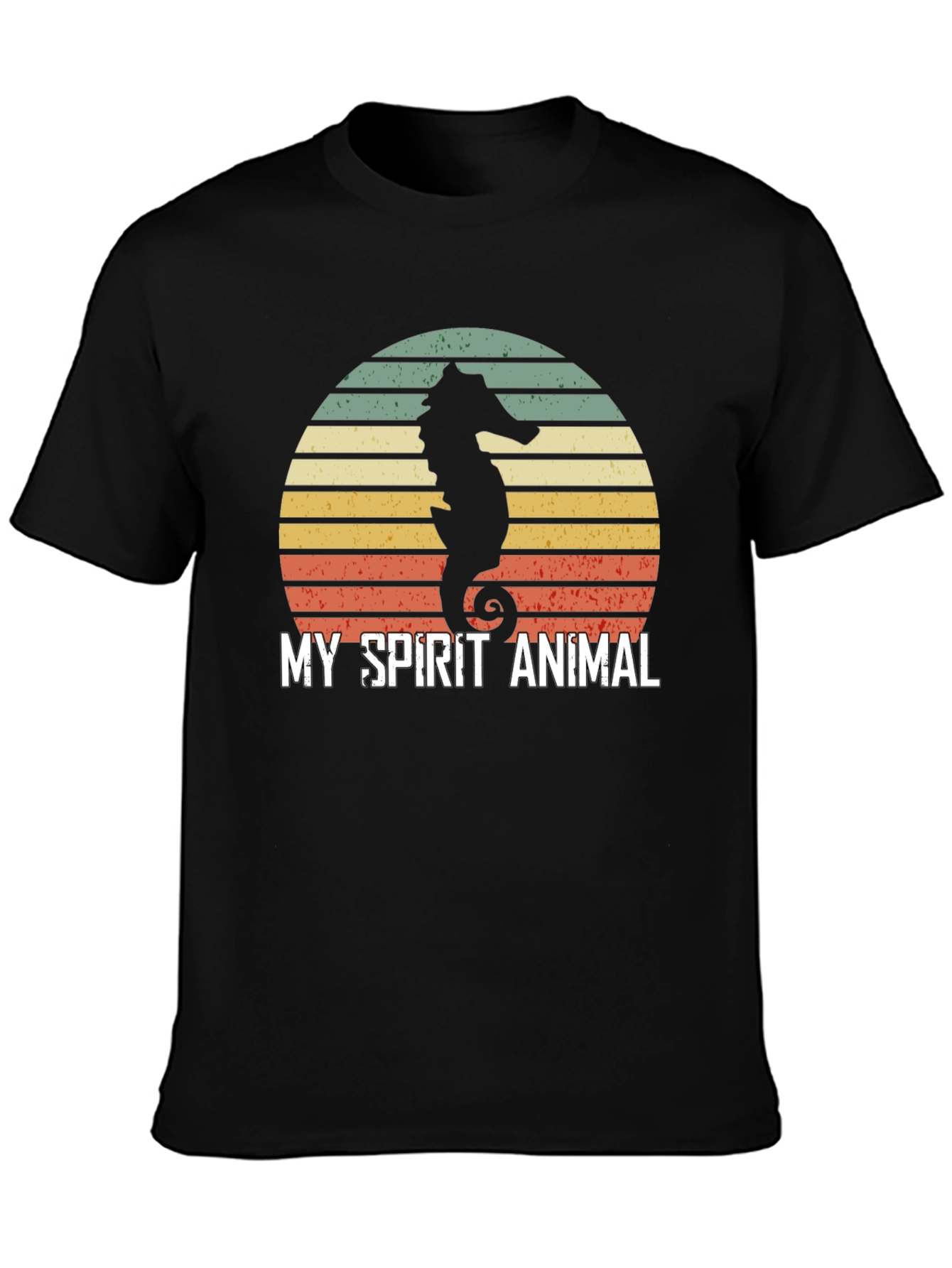 Seahorse Spirit Animal T-Shirt Retro Sunset Design