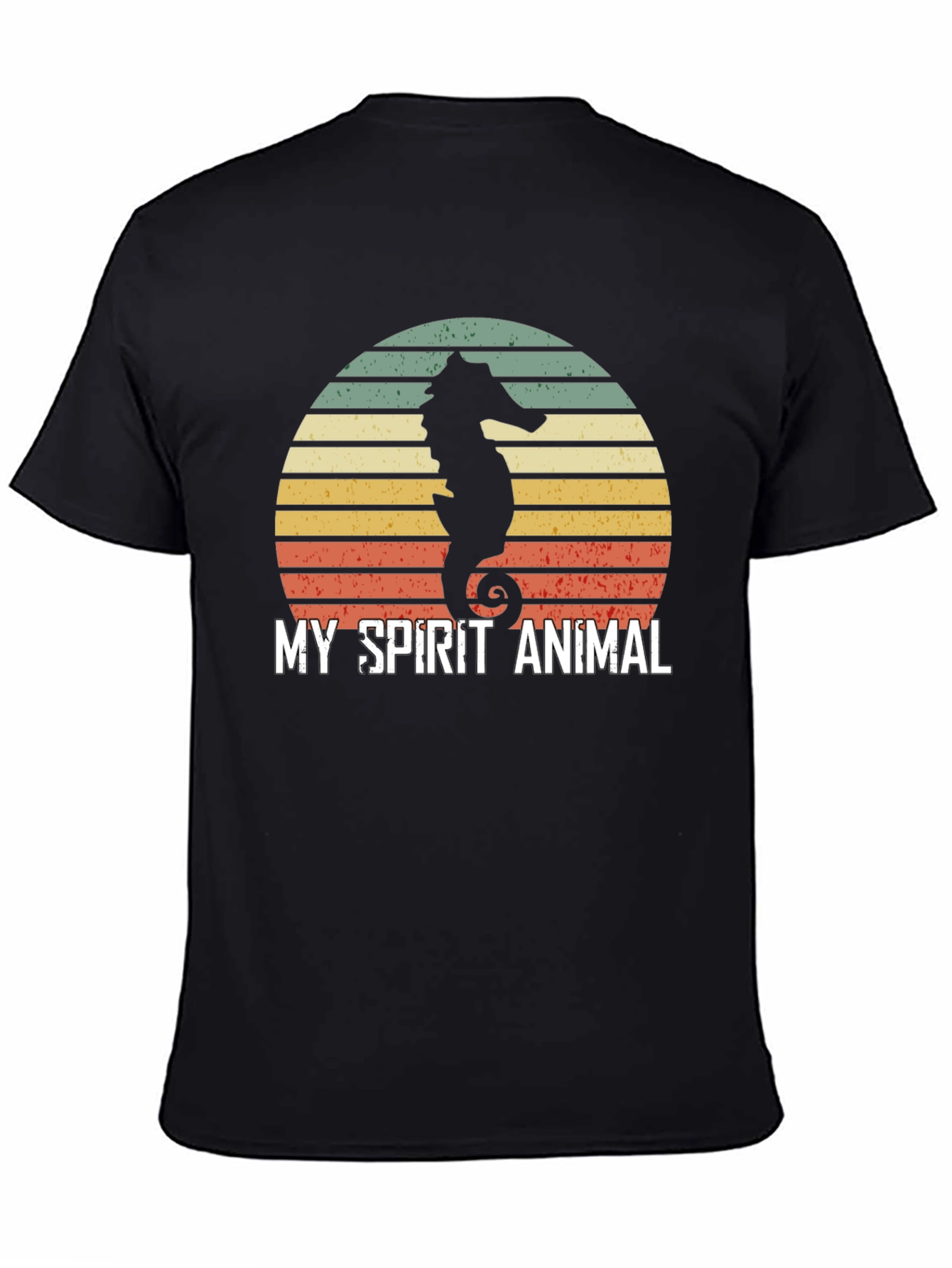 Seahorse Spirit Animal T-Shirt Retro Sunset Design
