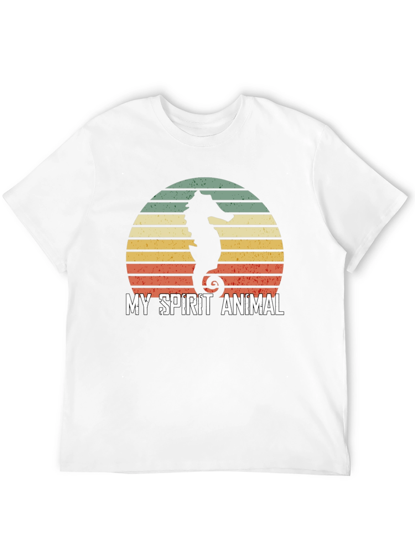 Seahorse Spirit Animal T-Shirt Retro Sunset Design