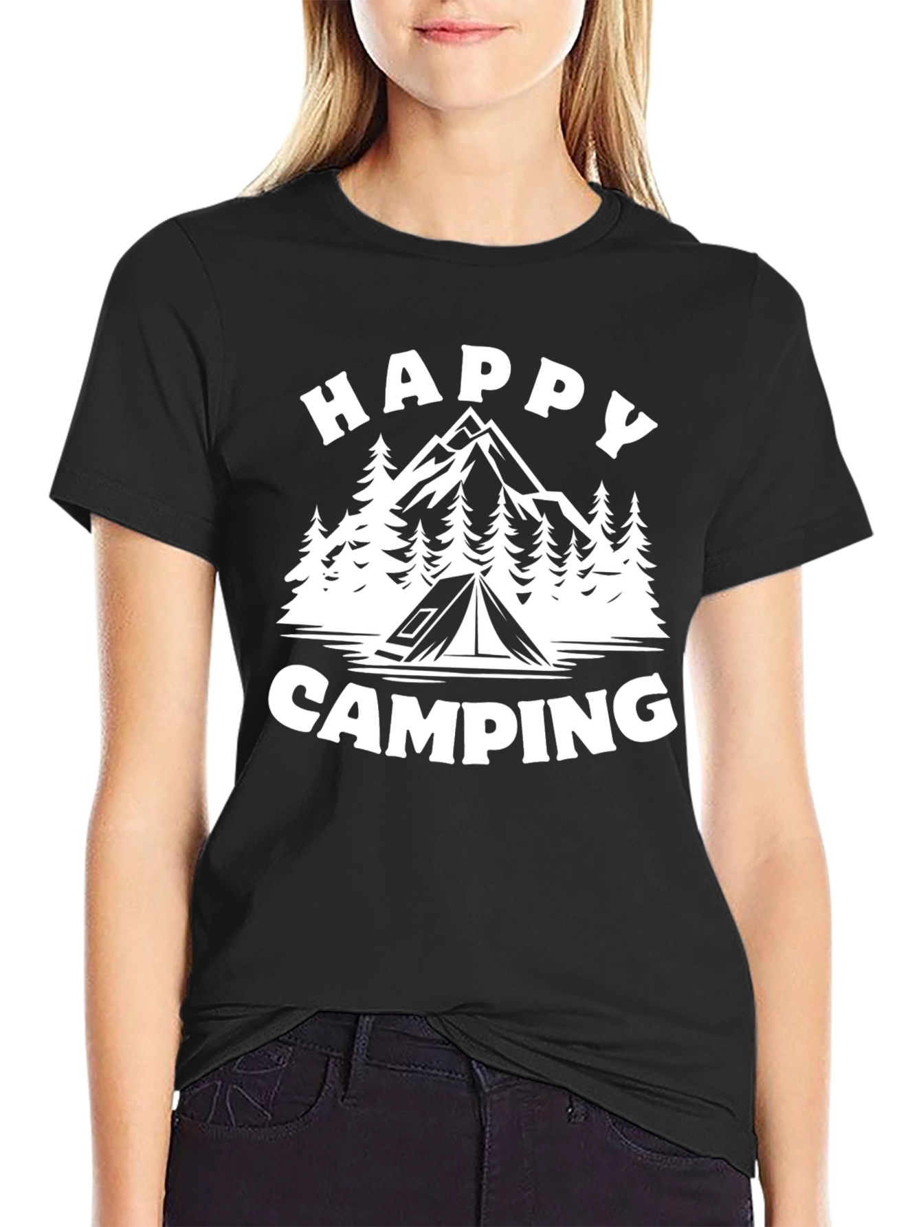 Happy Camping T-Shirt - Black