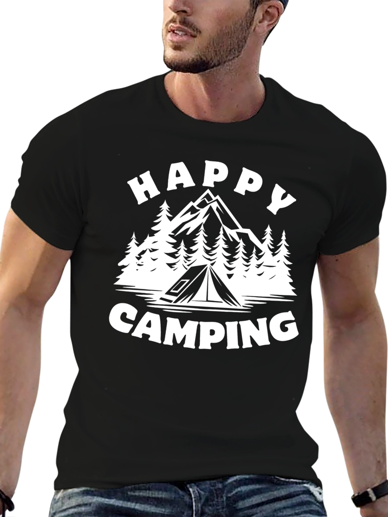 Happy Camping T-Shirt - Black