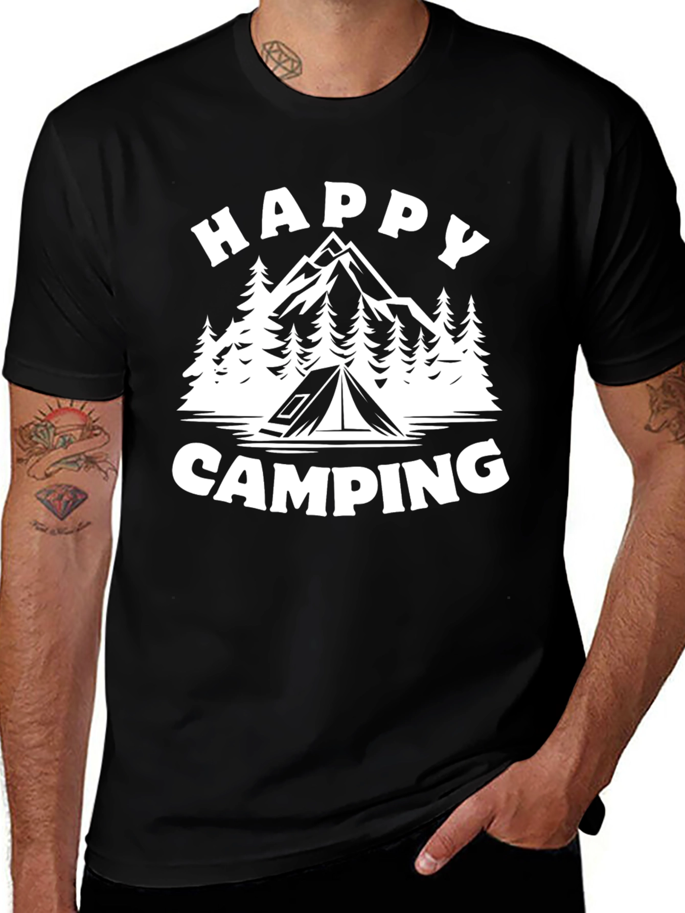 Happy Camping T-Shirt - Black