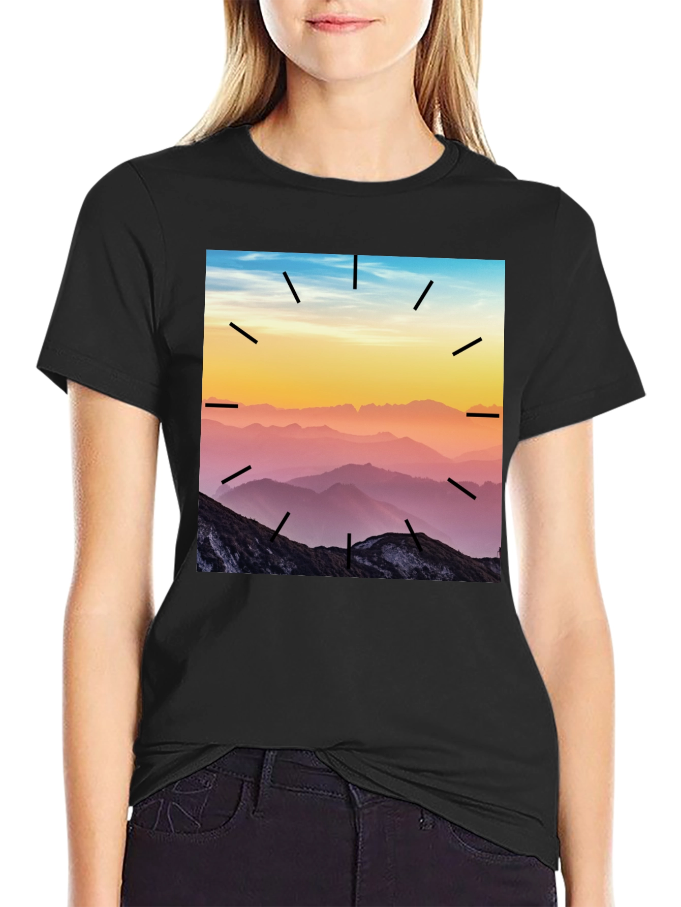 Mountains Time Graphic Tee - Black