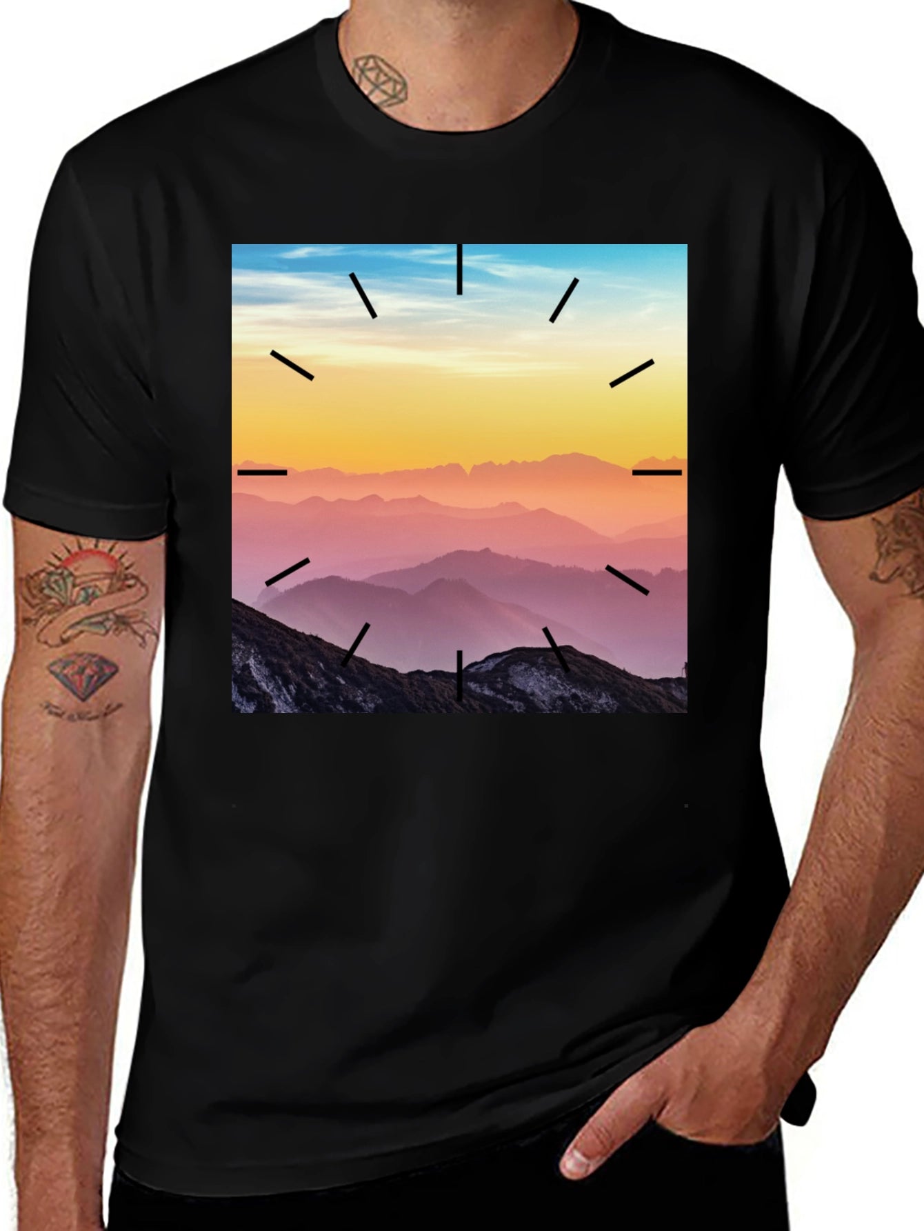 Mountains Time Graphic Tee - Black