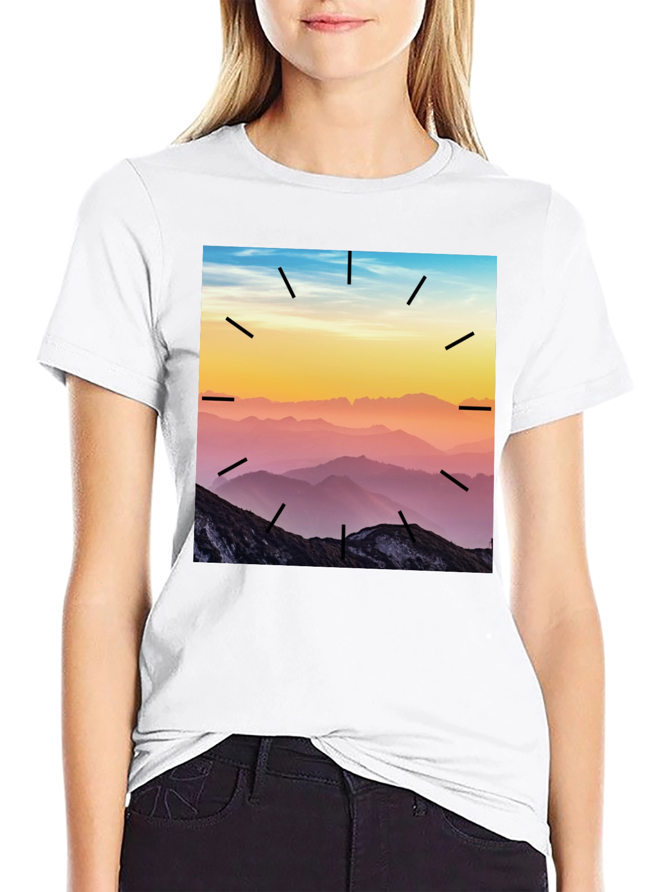 Mountains Time Graphic Tee - Black