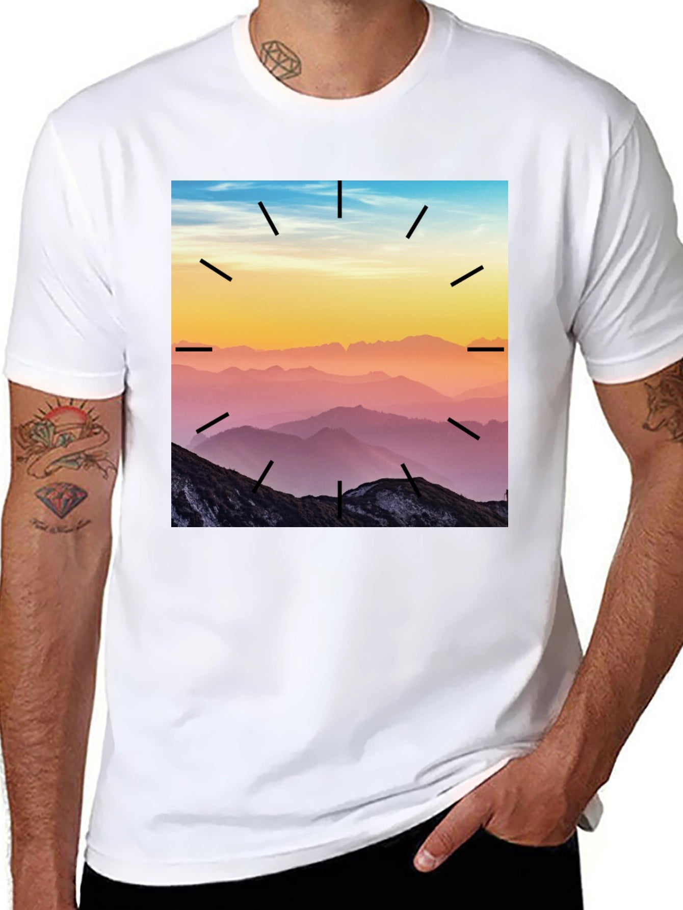 Mountains Time Graphic Tee - Black