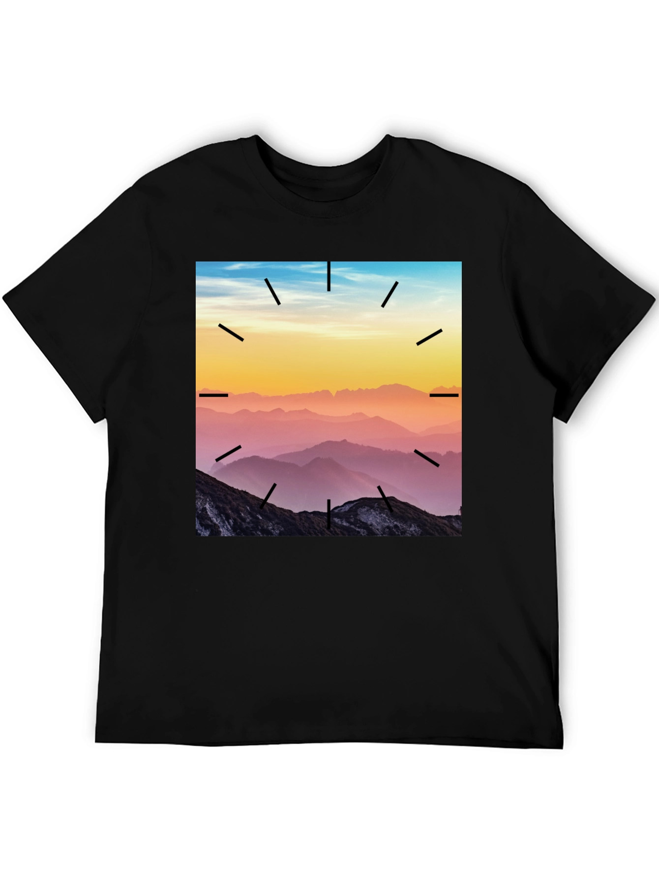 Mountains Time Graphic Tee - Black