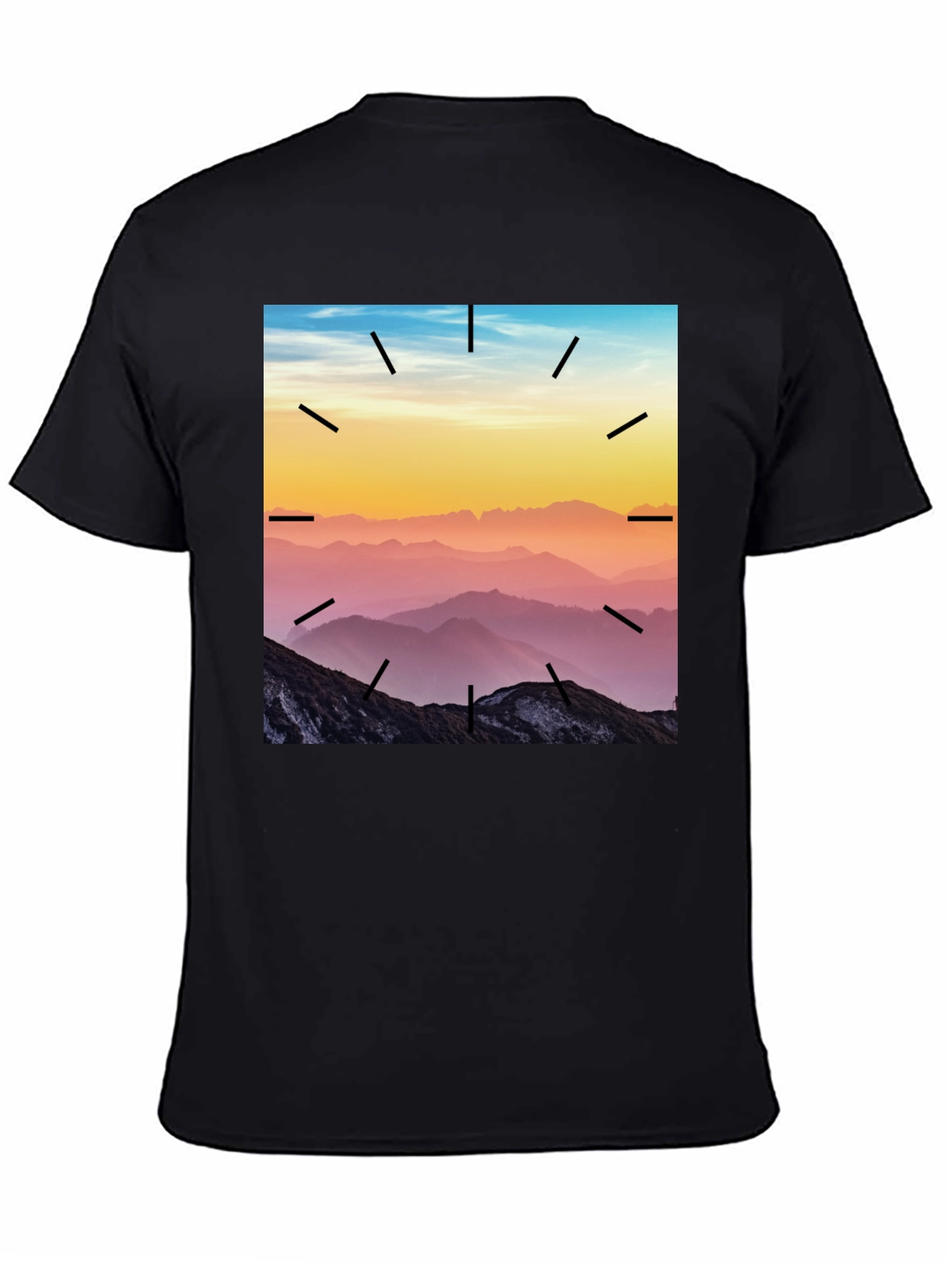 Mountains Time Graphic Tee - Black
