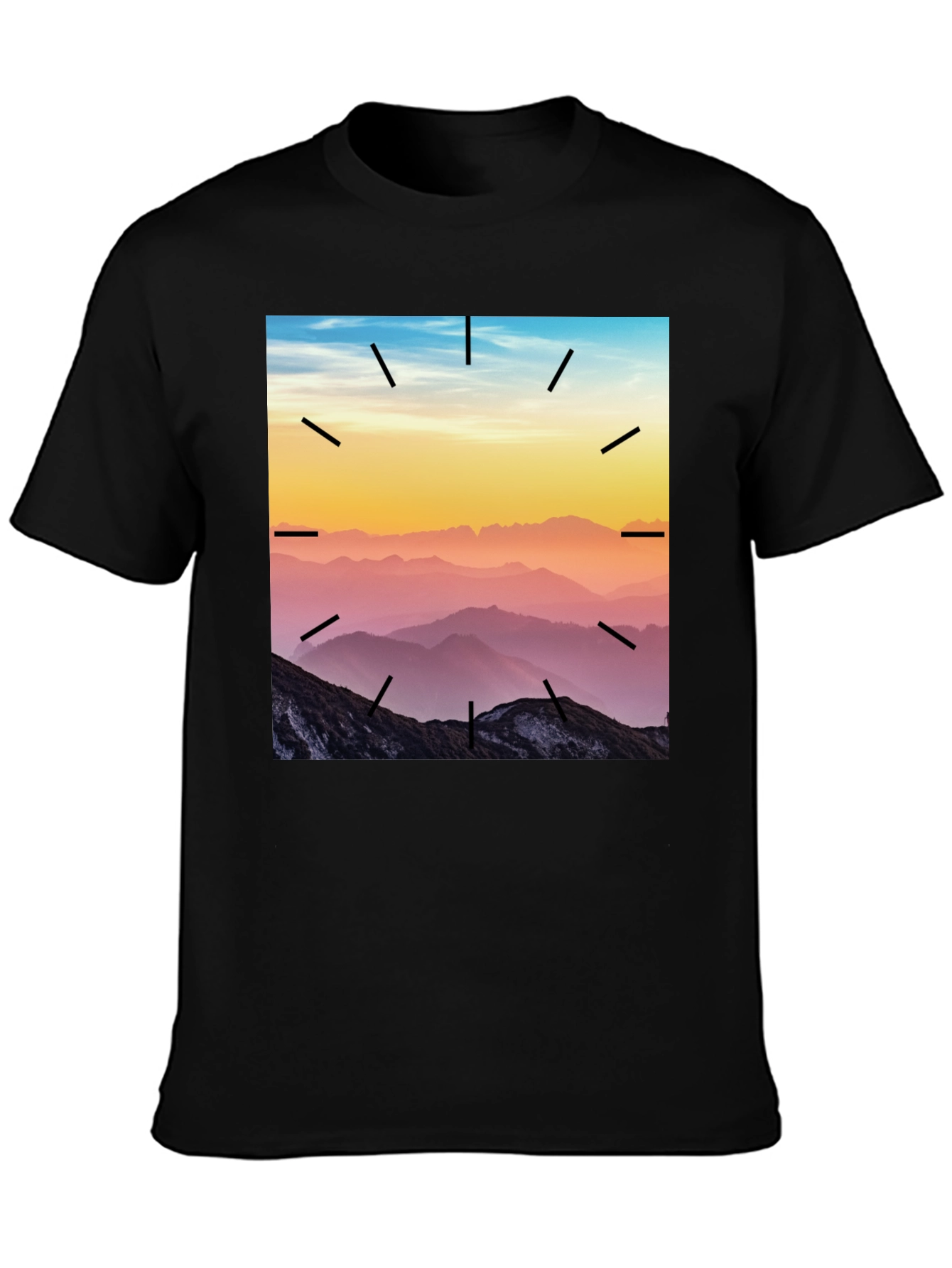 Mountains Time Graphic Tee - Black