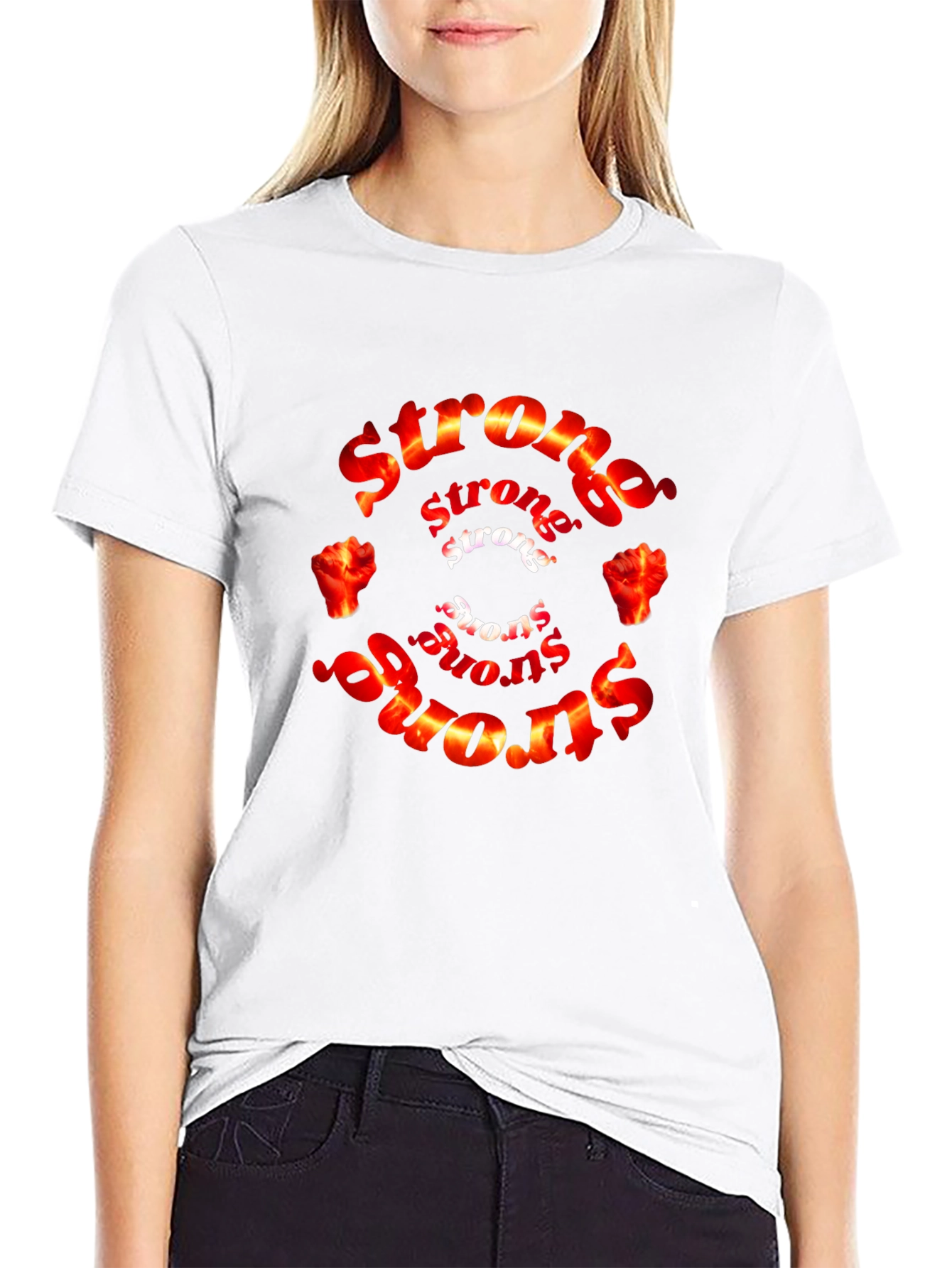 Strong Graphic T-Shirt - Black - Fire Fist Design
