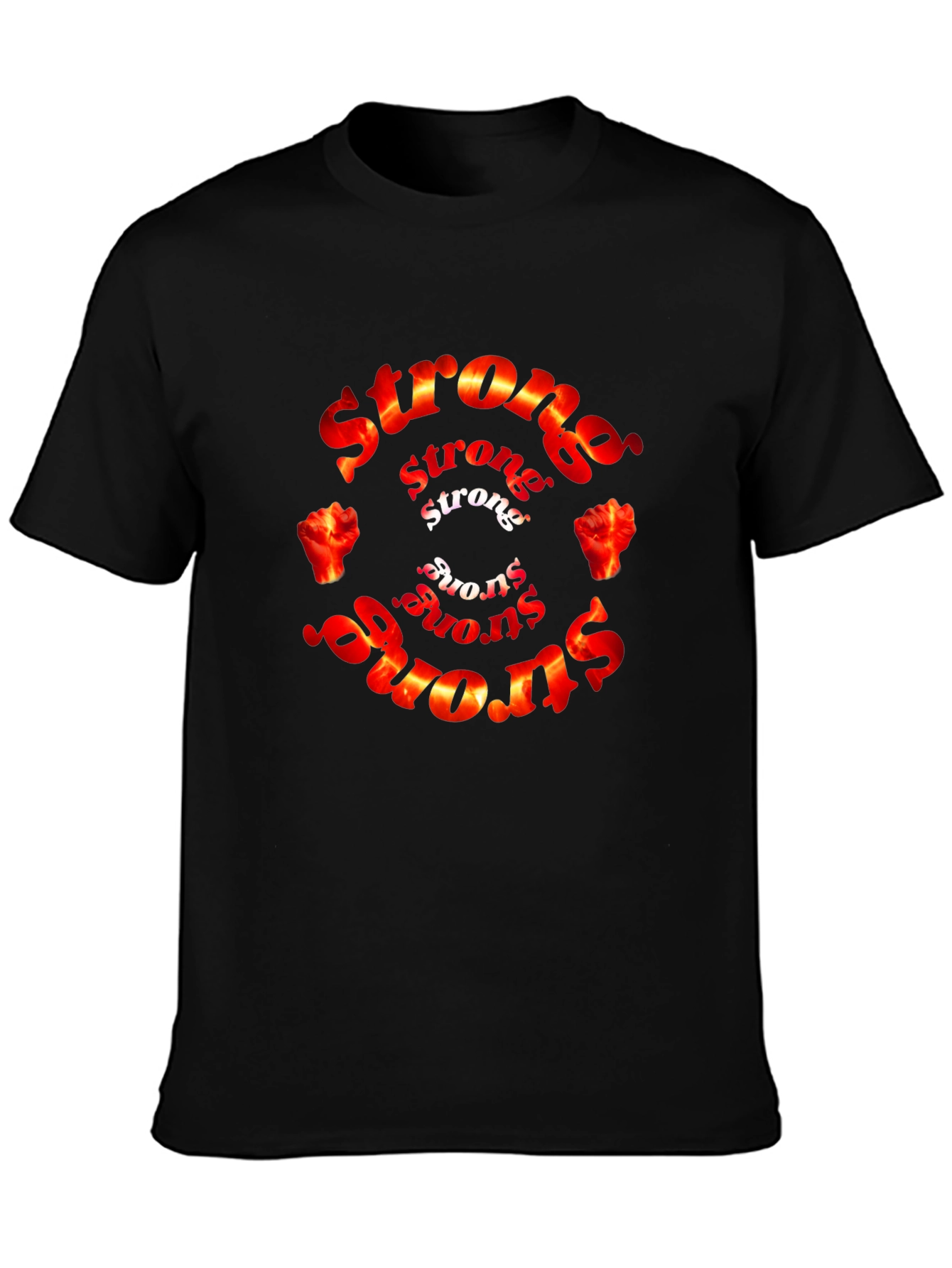 Strong Graphic T-Shirt - Black - Fire Fist Design