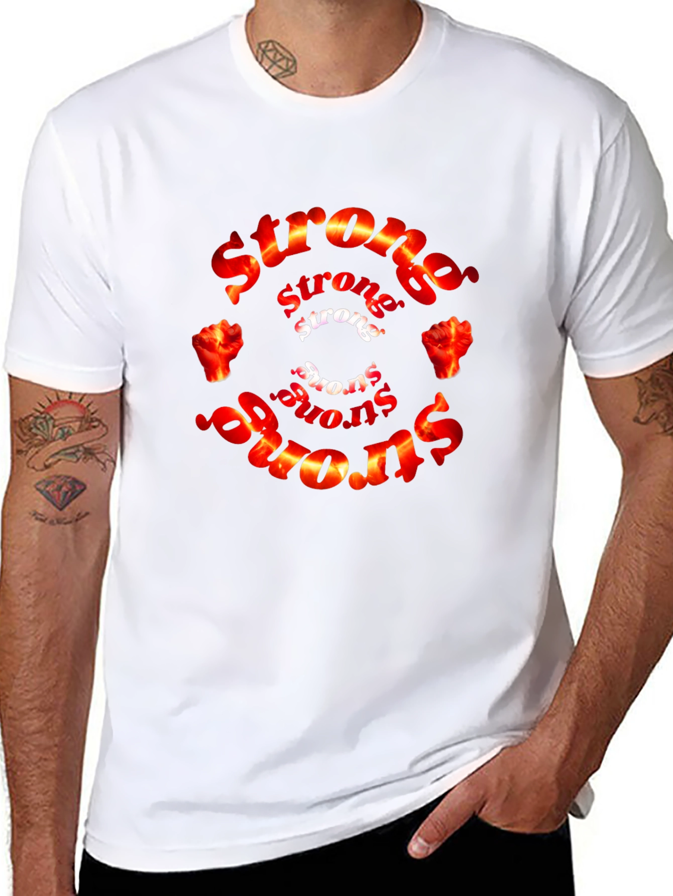 Strong Graphic T-Shirt - Black - Fire Fist Design